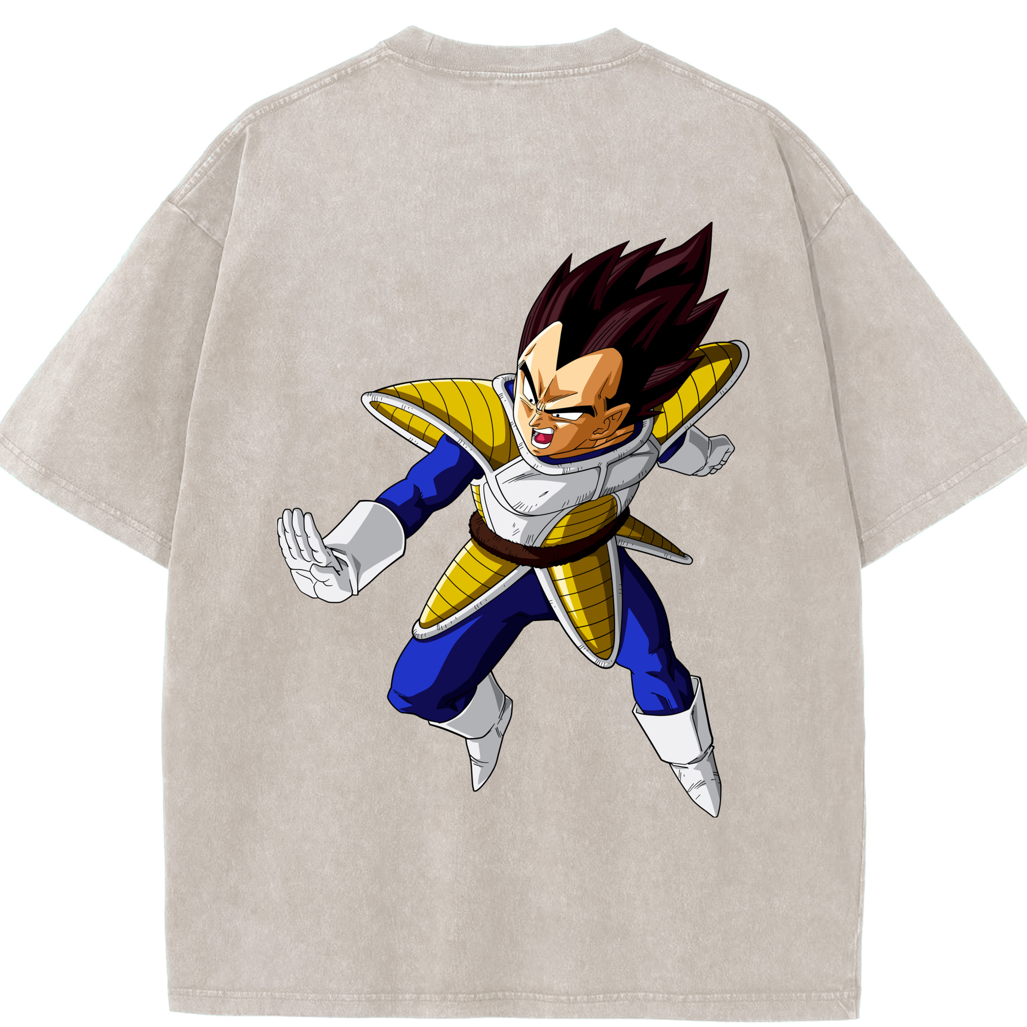 （画像用） ドラゴンボール ベジータ四世（Bejīta Yonsei）DRAGON BALL Vegeta IV 綿100% ヴィンテージ風 半袖Tシャツ（背面プリント）
