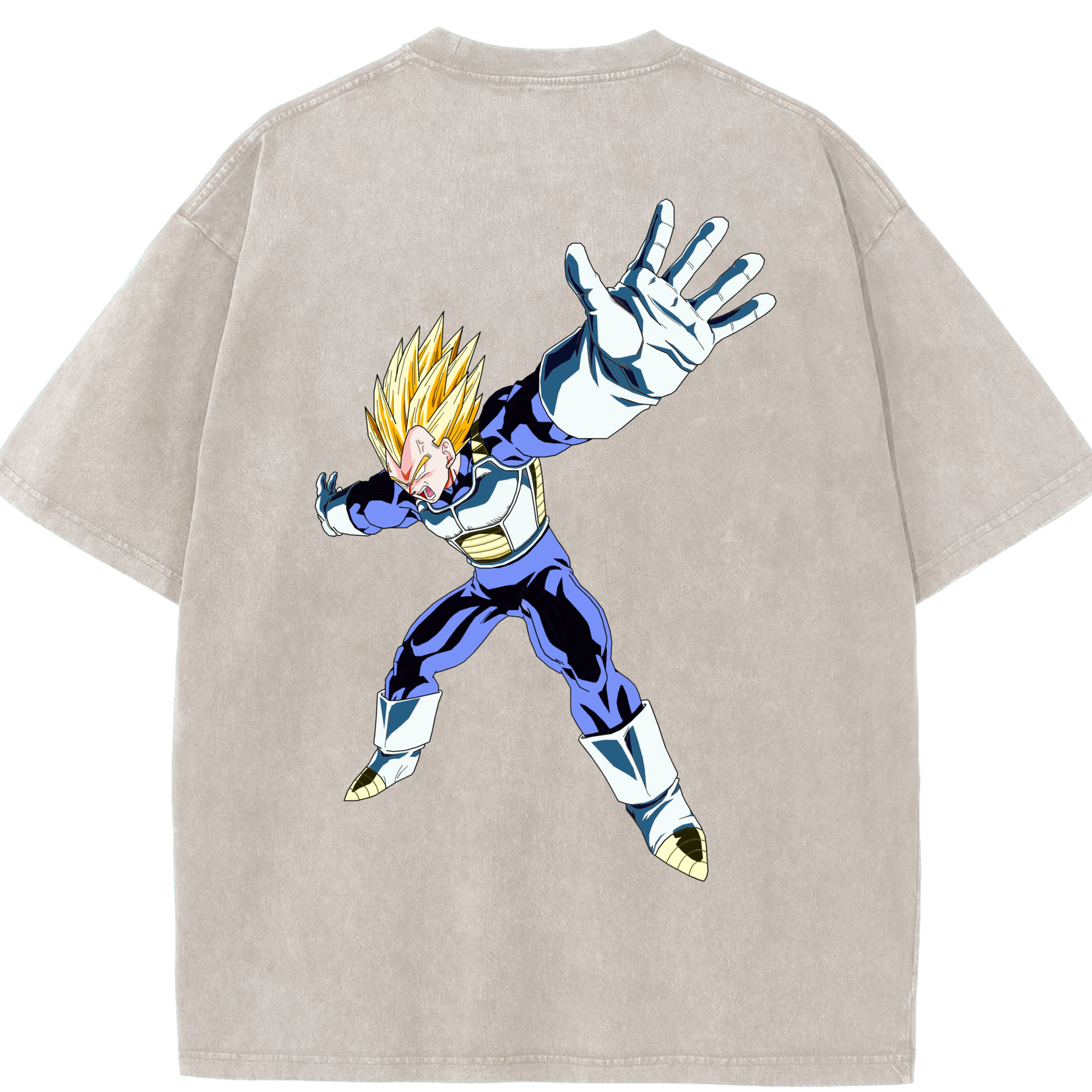 （画像用） ドラゴンボール ベジータ四世（Bejīta Yonsei）DRAGON BALL Vegeta IV 綿100% ヴィンテージ風 半袖Tシャツ（背面プリント）