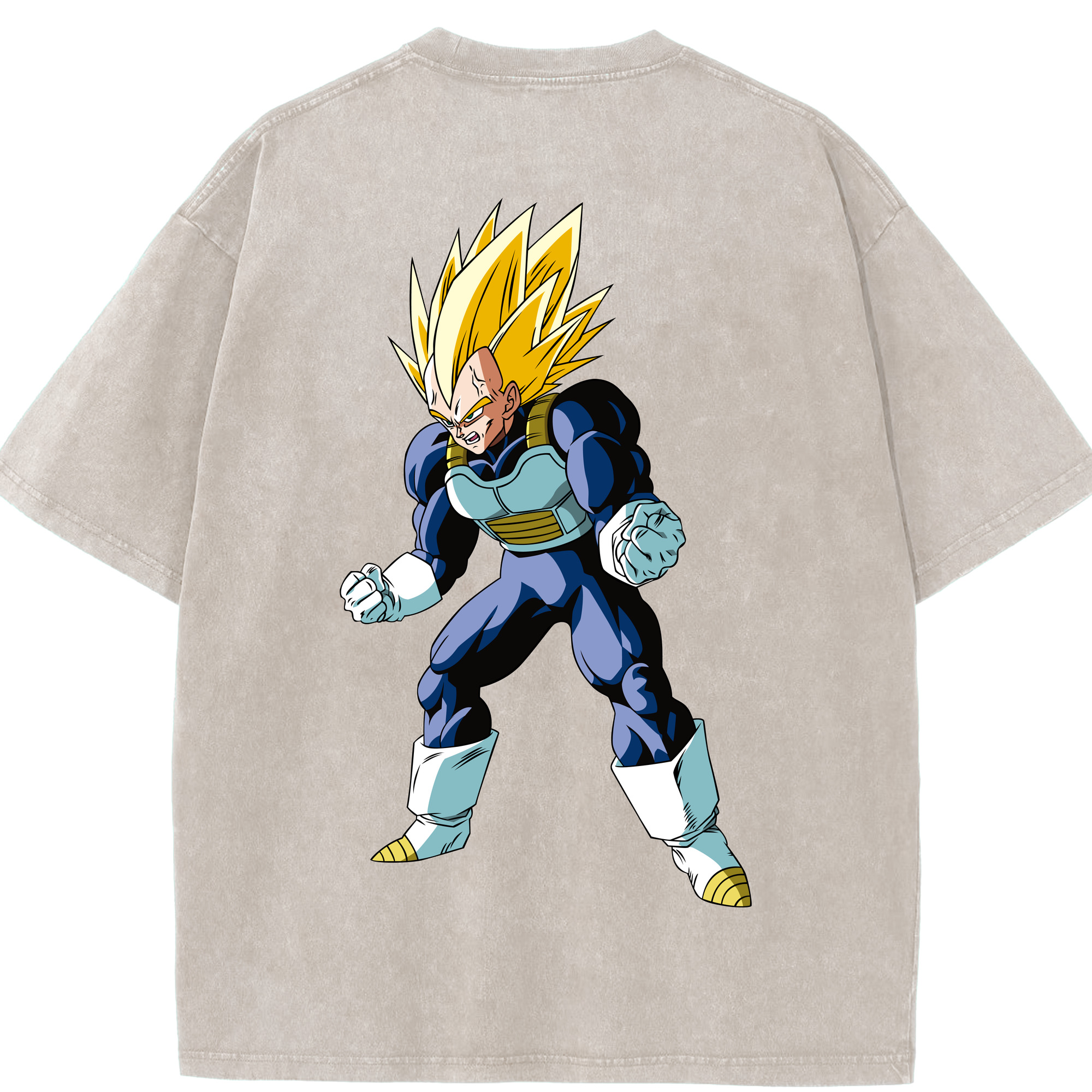 （画像用） ドラゴンボール ベジータ四世（Bejīta Yonsei）DRAGON BALL Vegeta IV 綿100% ヴィンテージ風 半袖Tシャツ（背面プリント）
