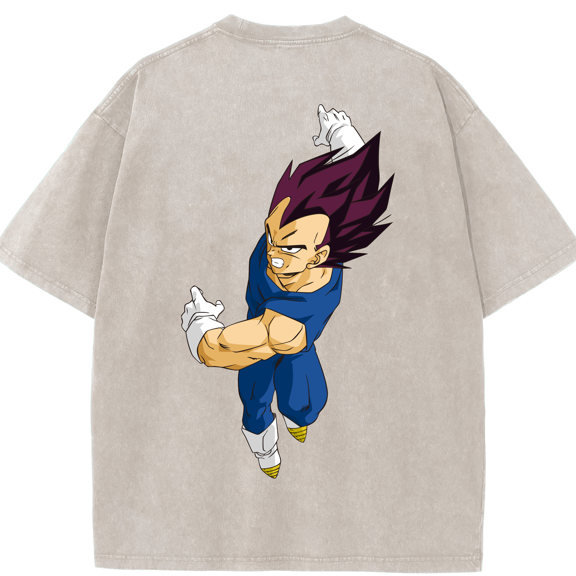 （画像用） ドラゴンボール ベジータ四世（Bejīta Yonsei）DRAGON BALL Vegeta IV 綿100% ヴィンテージ風 半袖Tシャツ（背面プリント）