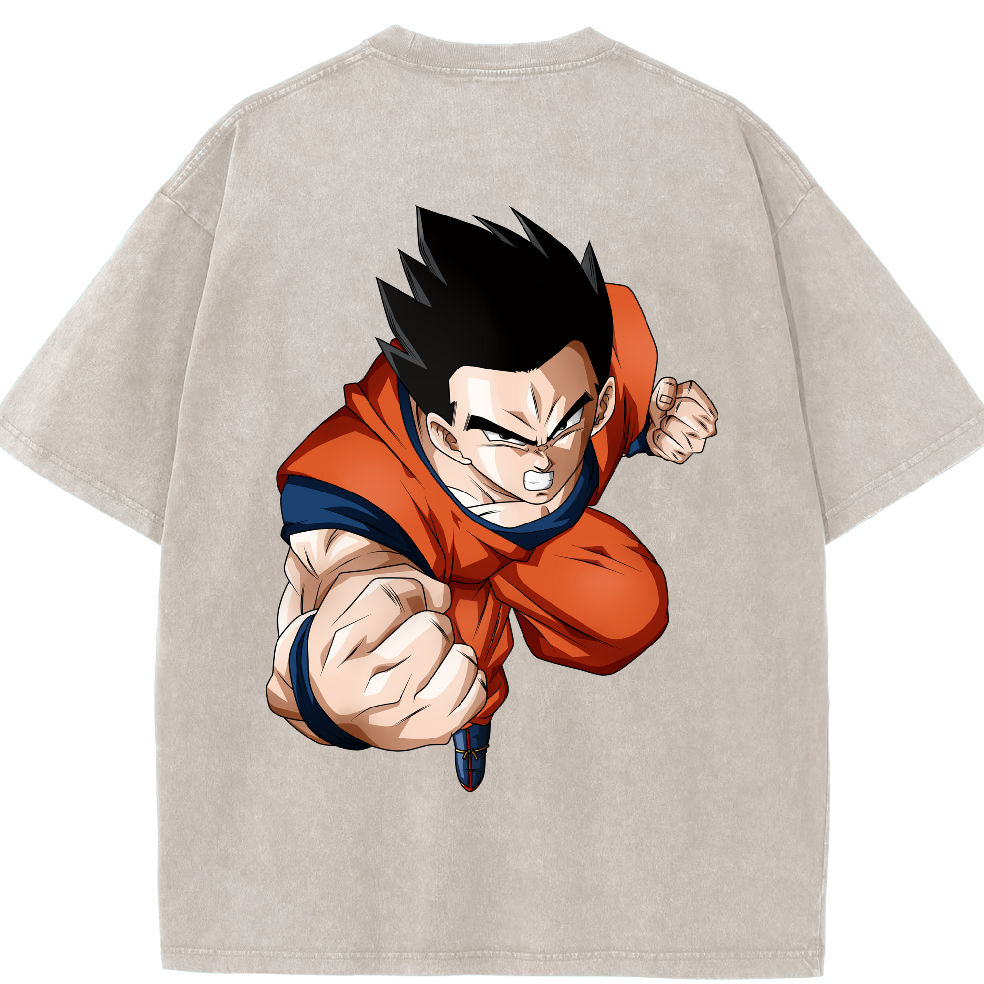 （画像用） ドラゴンボール 孫 悟飯（そんごはん）DRAGON BALL Son Gohan 綿100% ヴィンテージ風 半袖Tシャツ（背面プリント）