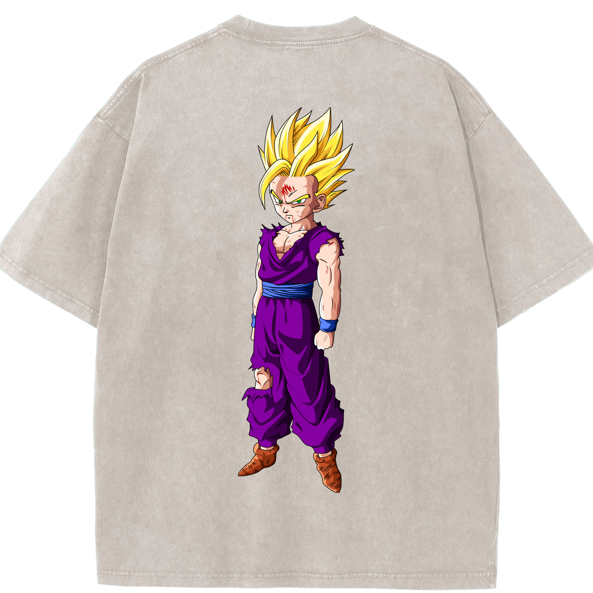 （画像用） ドラゴンボール 孫 悟飯（そんごはん）DRAGON BALL Son Gohan 綿100% ヴィンテージ風 半袖Tシャツ（背面プリント）