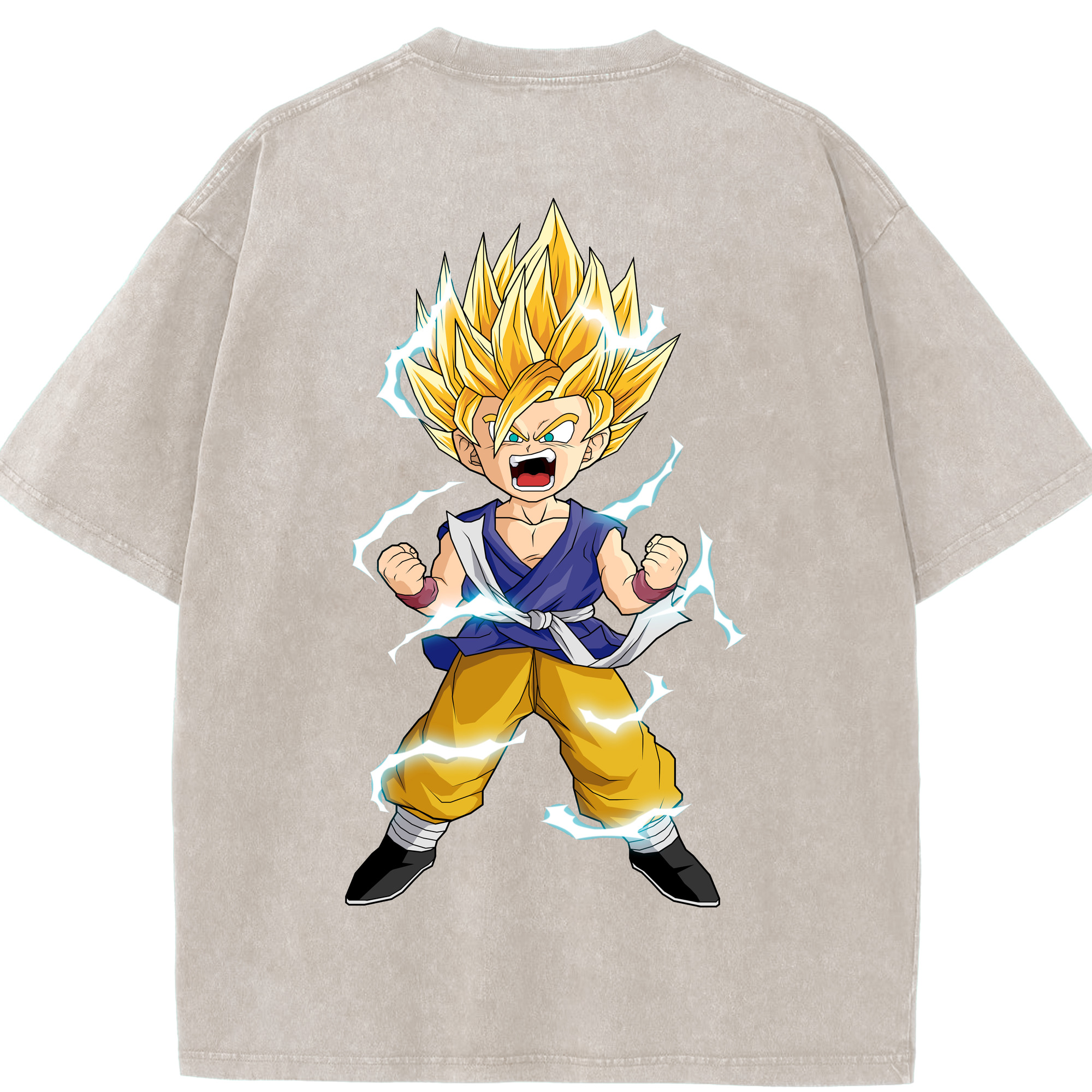 （画像用） ドラゴンボール 孫 悟飯（そんごはん）DRAGON BALL Son Gohan 綿100% ヴィンテージ風 半袖Tシャツ（背面プリント）