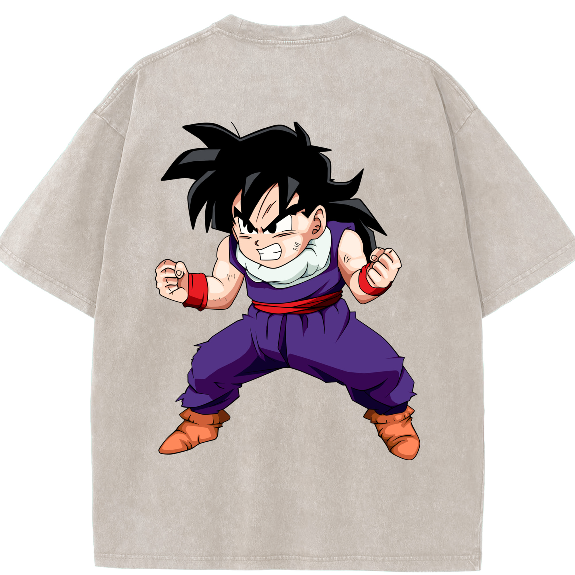 （画像用） ドラゴンボール 孫 悟飯（そんごはん）DRAGON BALL Son Gohan 綿100% ヴィンテージ風 半袖Tシャツ（背面プリント）