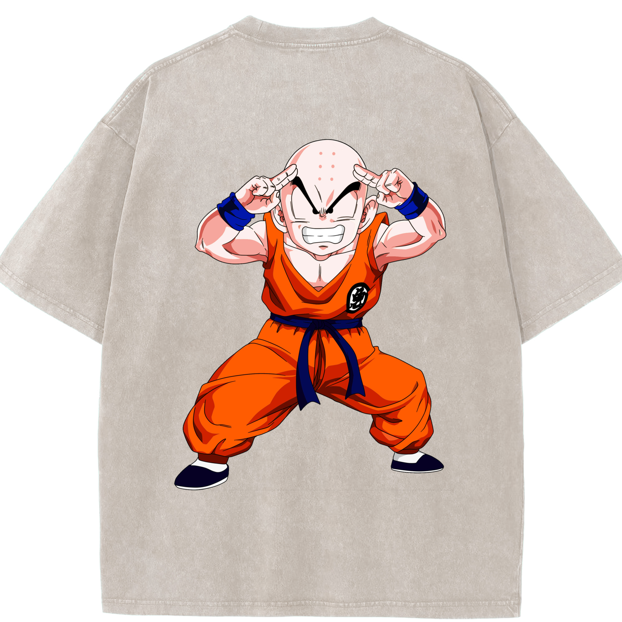 （画像用） ドラゴンボール クリリン DRAGON BALL krillin 綿100% ヴィンテージ風 半袖Tシャツ（背面プリント）