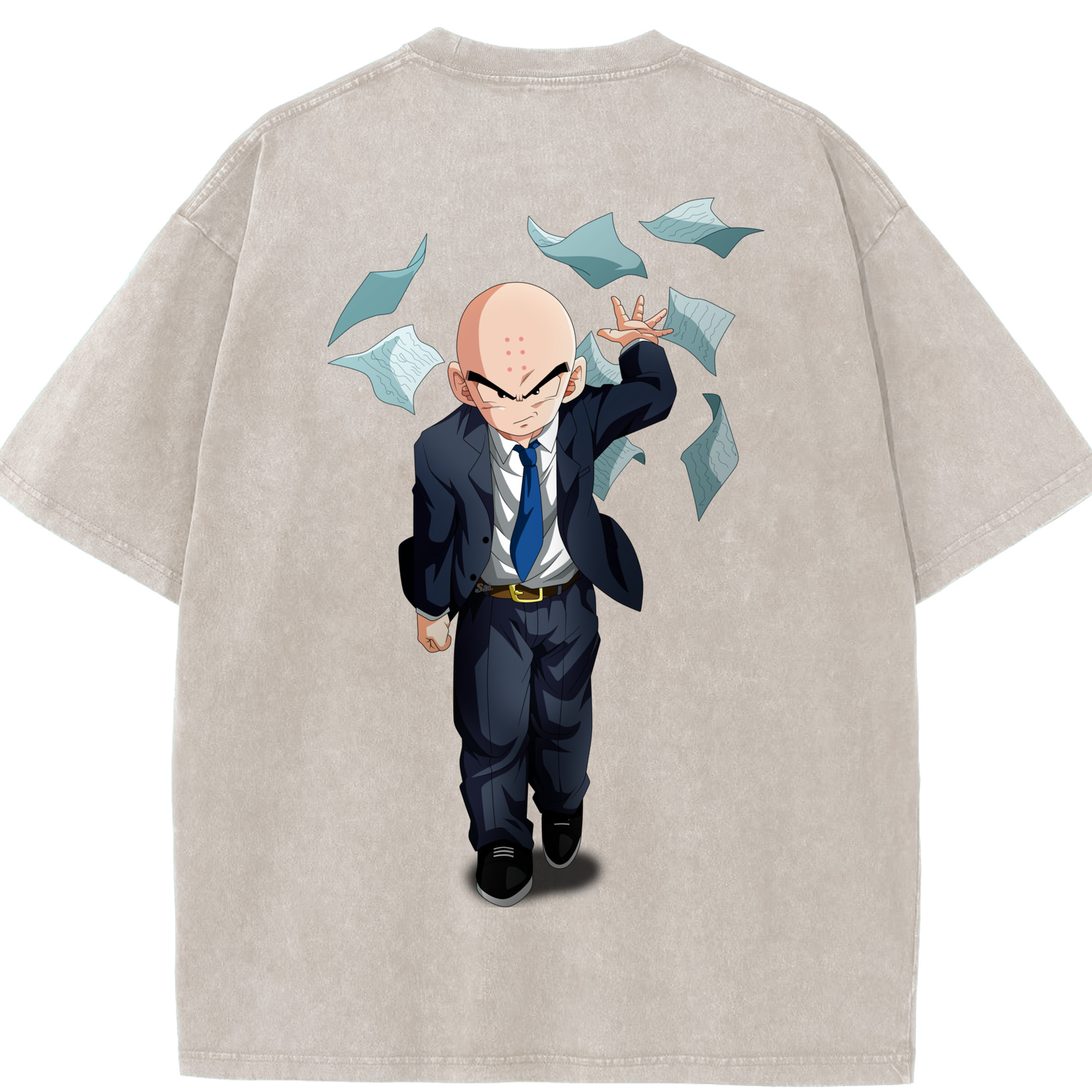 （画像用） ドラゴンボール クリリン DRAGON BALL krillin 綿100% ヴィンテージ風 半袖Tシャツ（背面プリント）