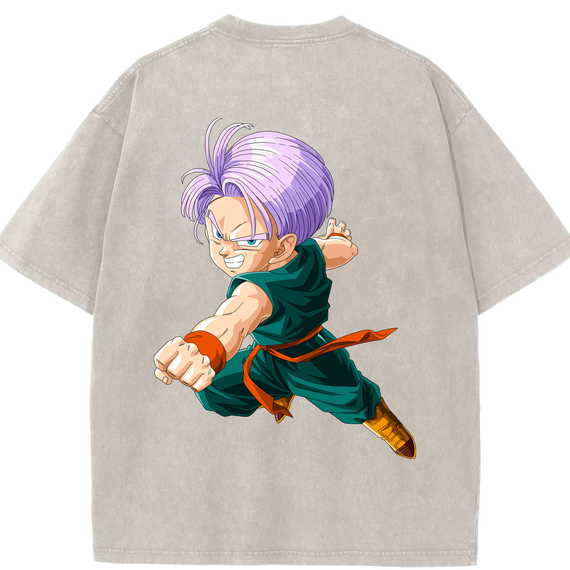 （画像用） ドラゴンボール トランクス（Torankusu）DRAGON BALL Trunks 綿100% ヴィンテージ風 半袖Tシャツ（背面プリント）