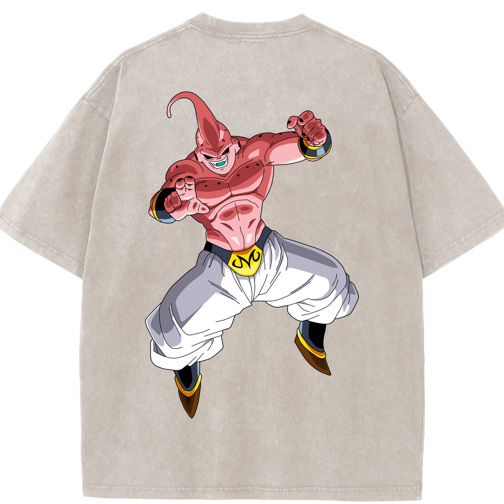 （画像用） ドラゴンボール 魔人ブウ DRAGON BALL Majin Buu 綿100% ヴィンテージ風 半袖Tシャツ（背面プリント）