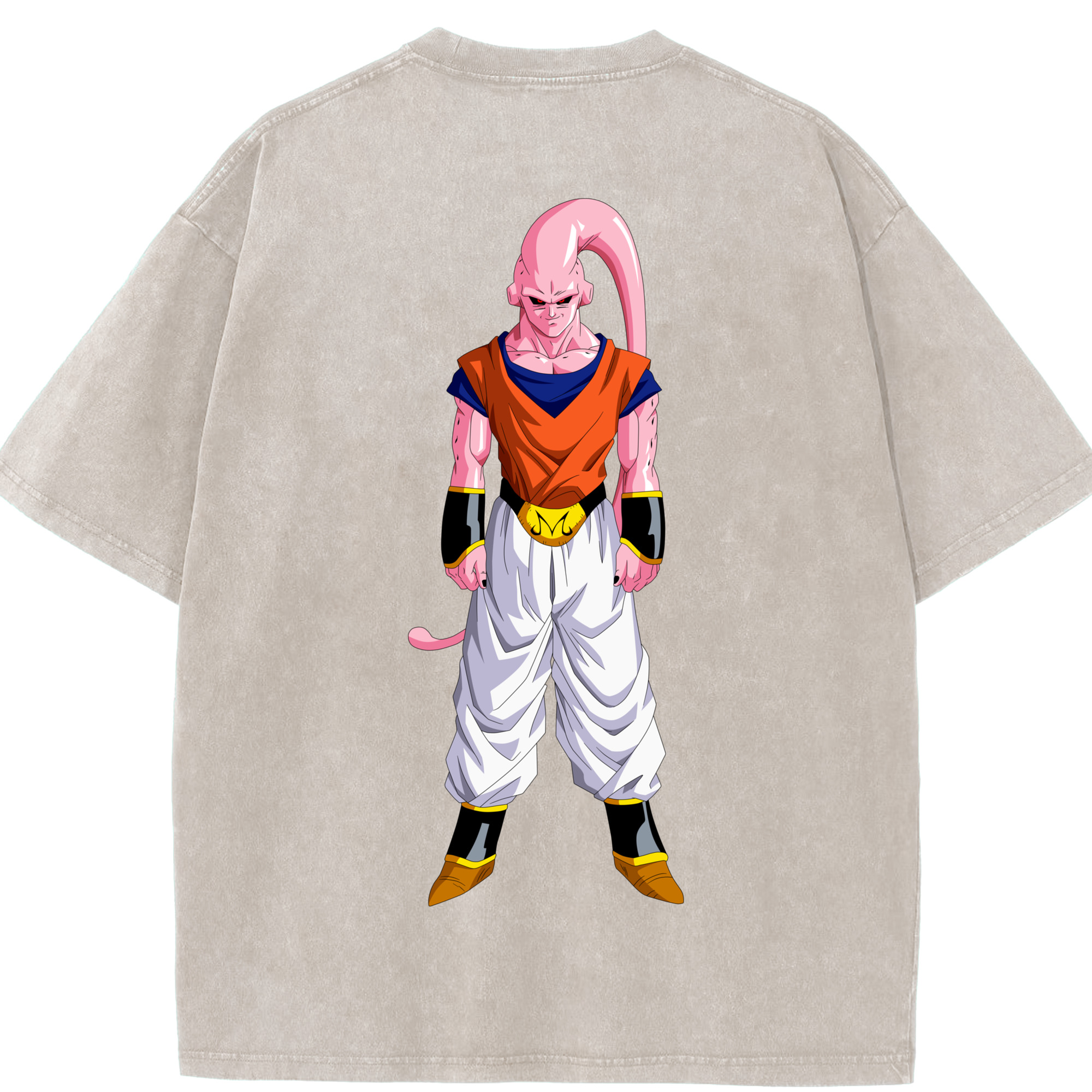 （画像用） ドラゴンボール 魔人ブウ DRAGON BALL Majin Buu 綿100% ヴィンテージ風 半袖Tシャツ（背面プリント）