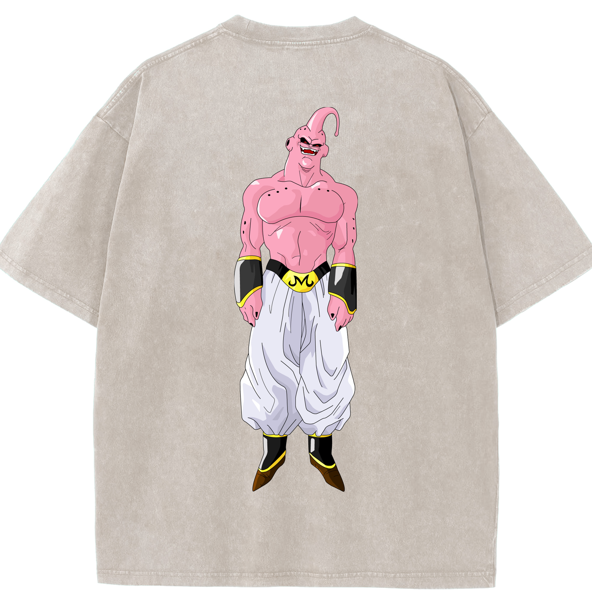 （画像用） ドラゴンボール 魔人ブウ DRAGON BALL Majin Buu 綿100% ヴィンテージ風 半袖Tシャツ（背面プリント）