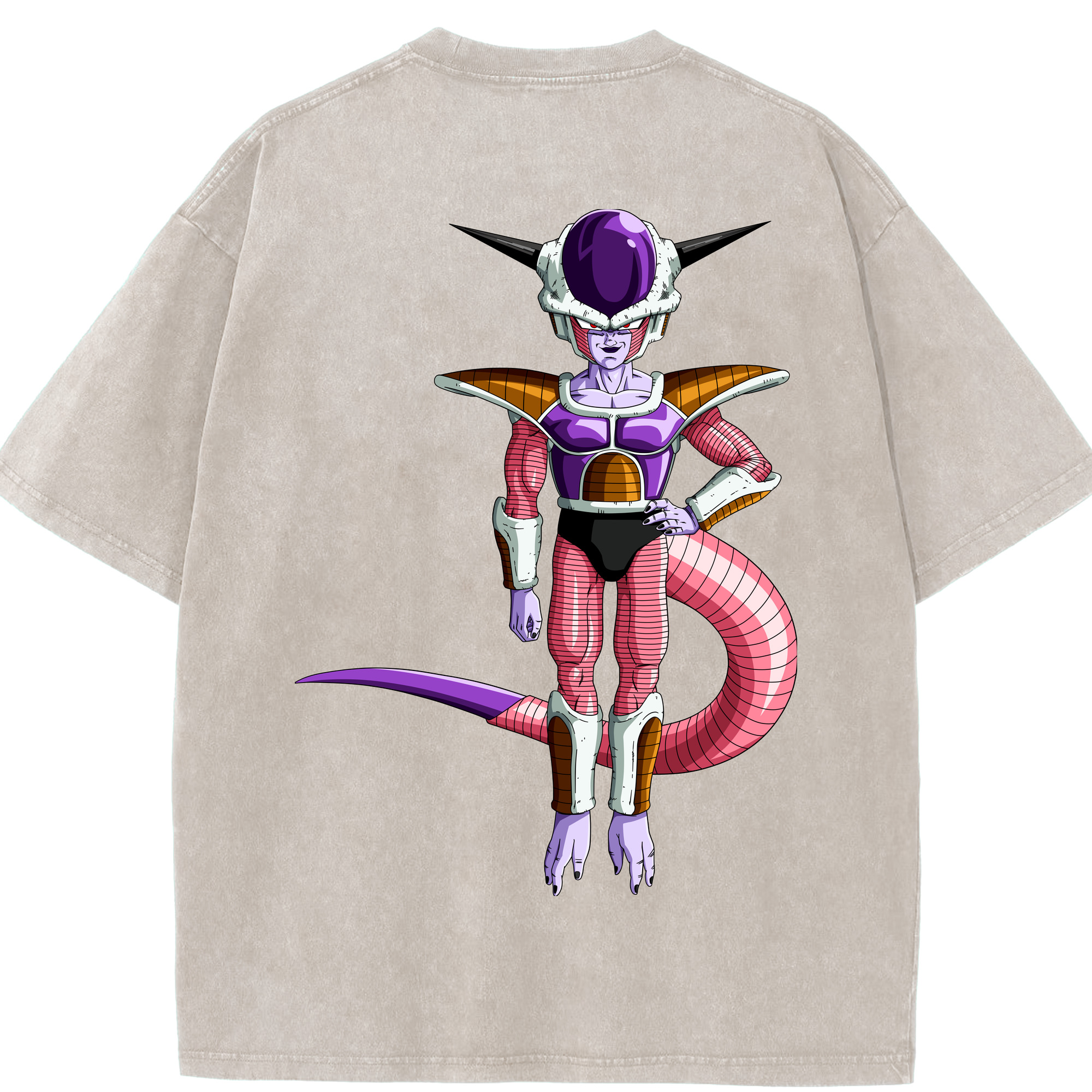（画像用） ドラゴンボール フリーザ DRAGON BALL Frieza 綿100% ヴィンテージ風 半袖Tシャツ（背面プリント）