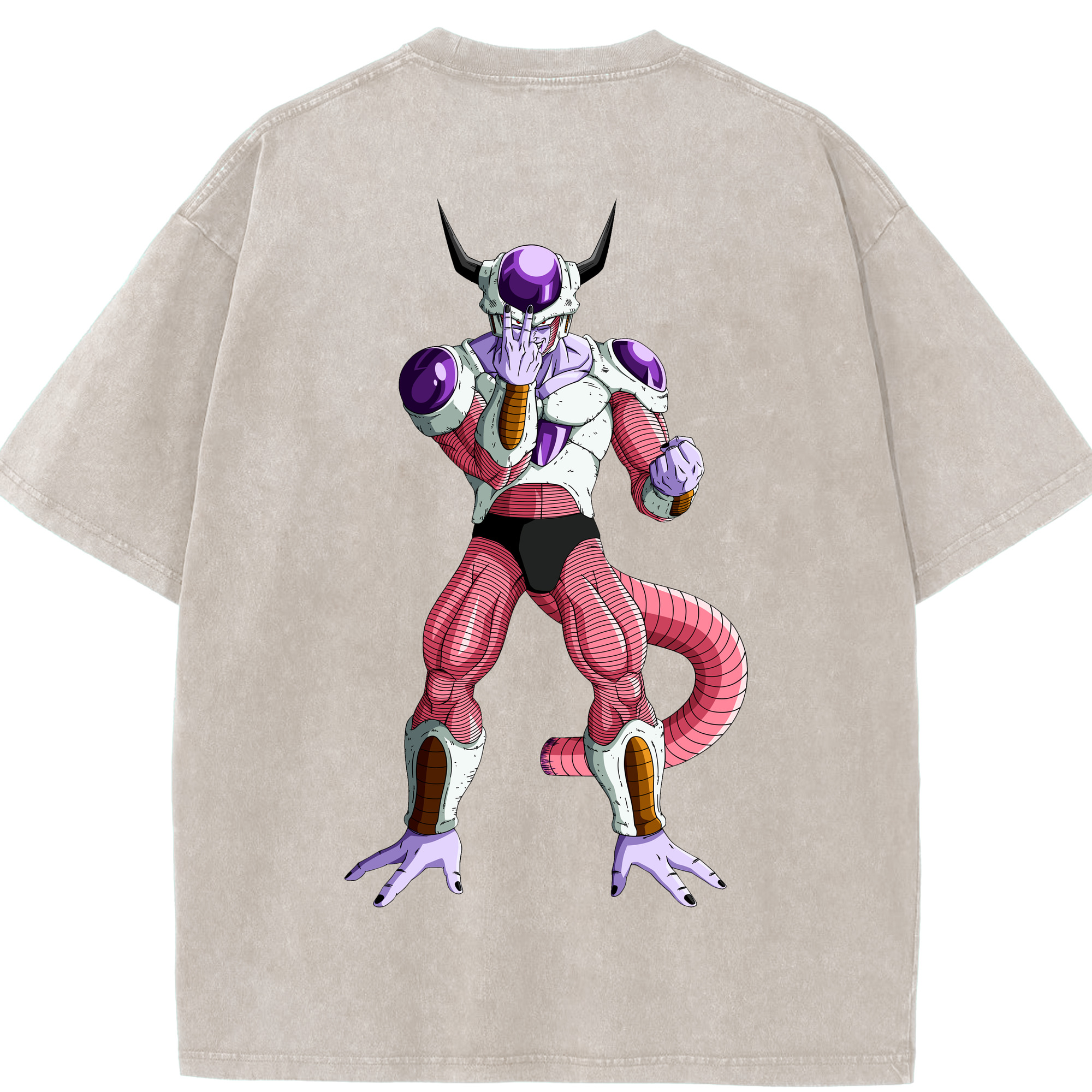 （画像用） ドラゴンボール フリーザ DRAGON BALL Frieza 綿100% ヴィンテージ風 半袖Tシャツ（背面プリント）