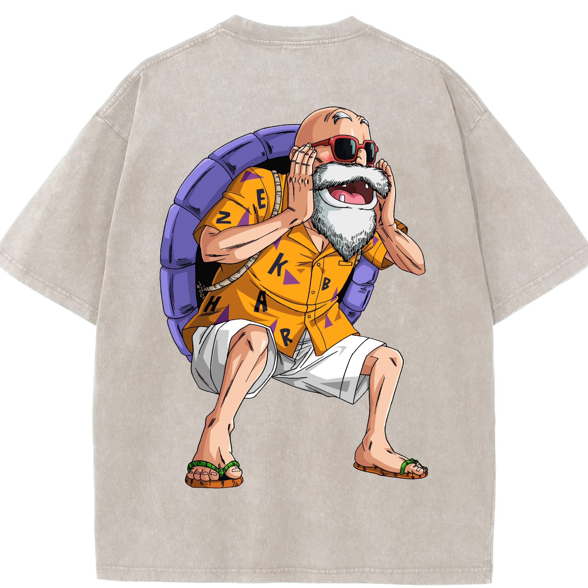 （画像用） ドラゴンボール 亀仙人（かめせんにん） DRAGON BALL Master Roshi Kame Sennin 綿100% ヴィンテージ風 半袖Tシャツ（背面プリント）