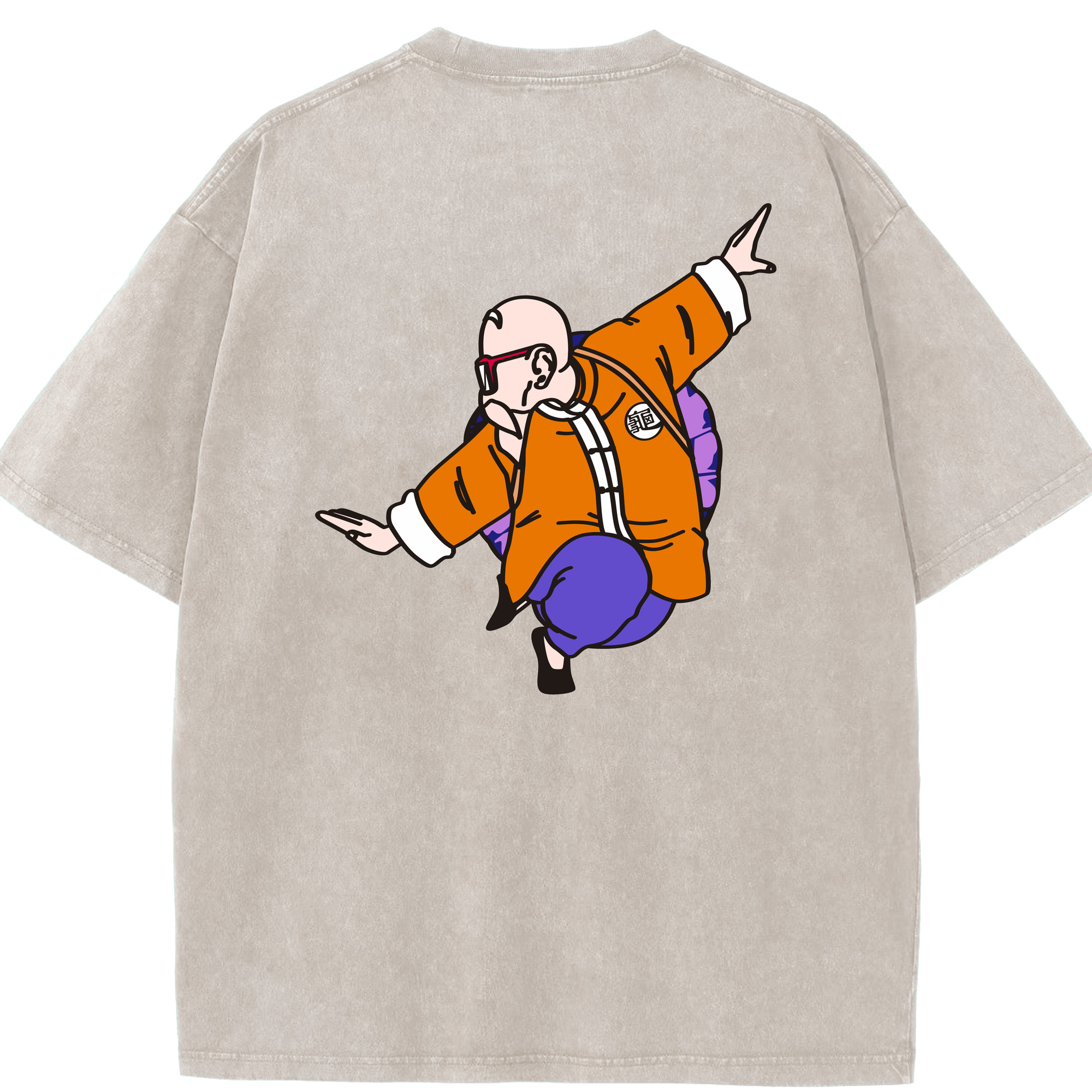 （画像用） ドラゴンボール 亀仙人（かめせんにん） DRAGON BALL Master Roshi Kame Sennin 綿100% ヴィンテージ風 半袖Tシャツ（背面プリント）