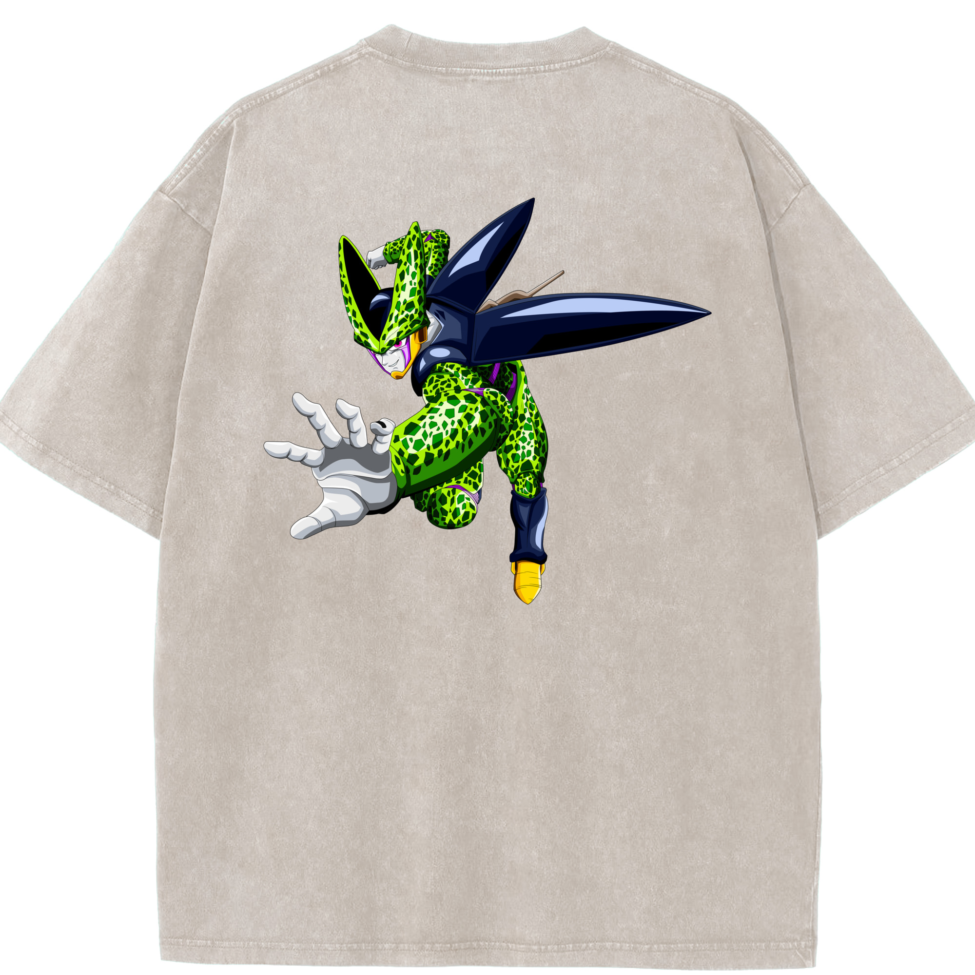 （画像用） ドラゴンボール セル DRAGON BALL Cell 綿100% ヴィンテージ風 半袖Tシャツ（背面プリント）