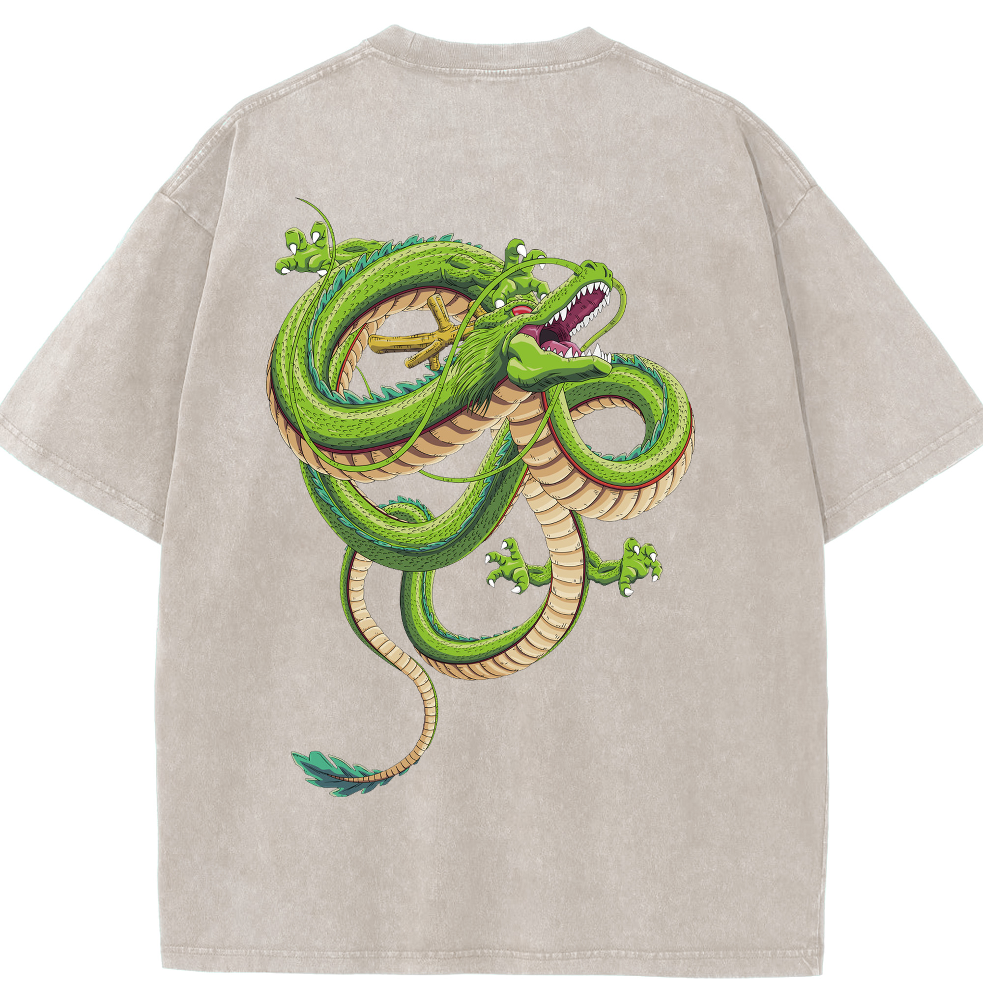 （画像用） ドラゴンボール 神龍 シェンロン DRAGON BALL Shenron 綿100% ヴィンテージ風 半袖Tシャツ（背面プリント）