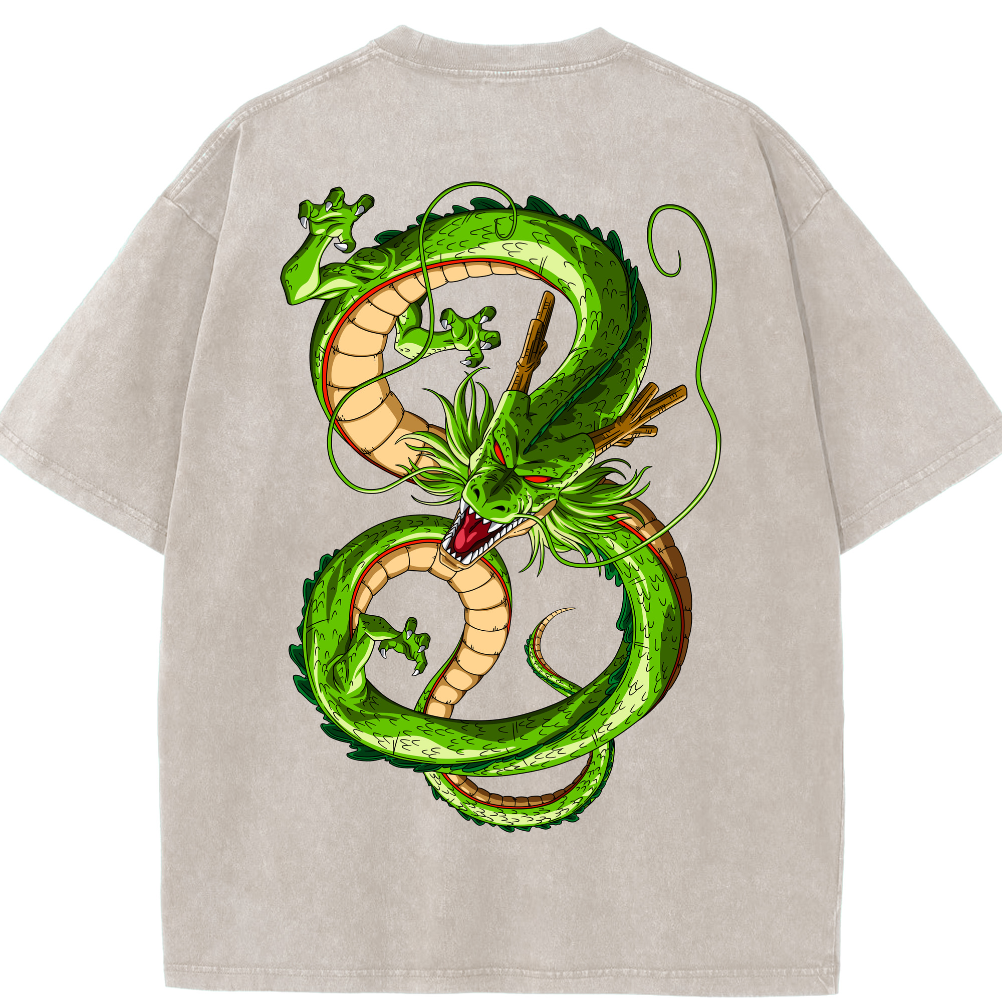 （画像用） ドラゴンボール 神龍 シェンロン DRAGON BALL Shenron 綿100% ヴィンテージ風 半袖Tシャツ（背面プリント）
