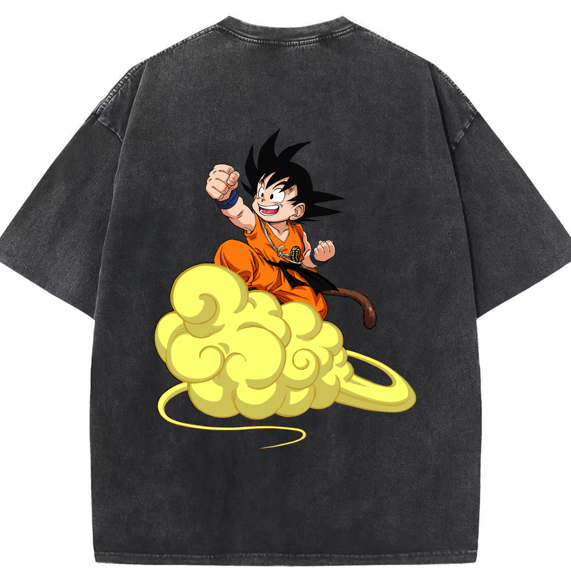 （画像用） ドラゴンボール 孫悟空（そん ごくう）Son Goku カカロット DRAGON BALL Kakarotto 綿100% ヴィンテージ風 半袖Tシャツ（背面プリント）