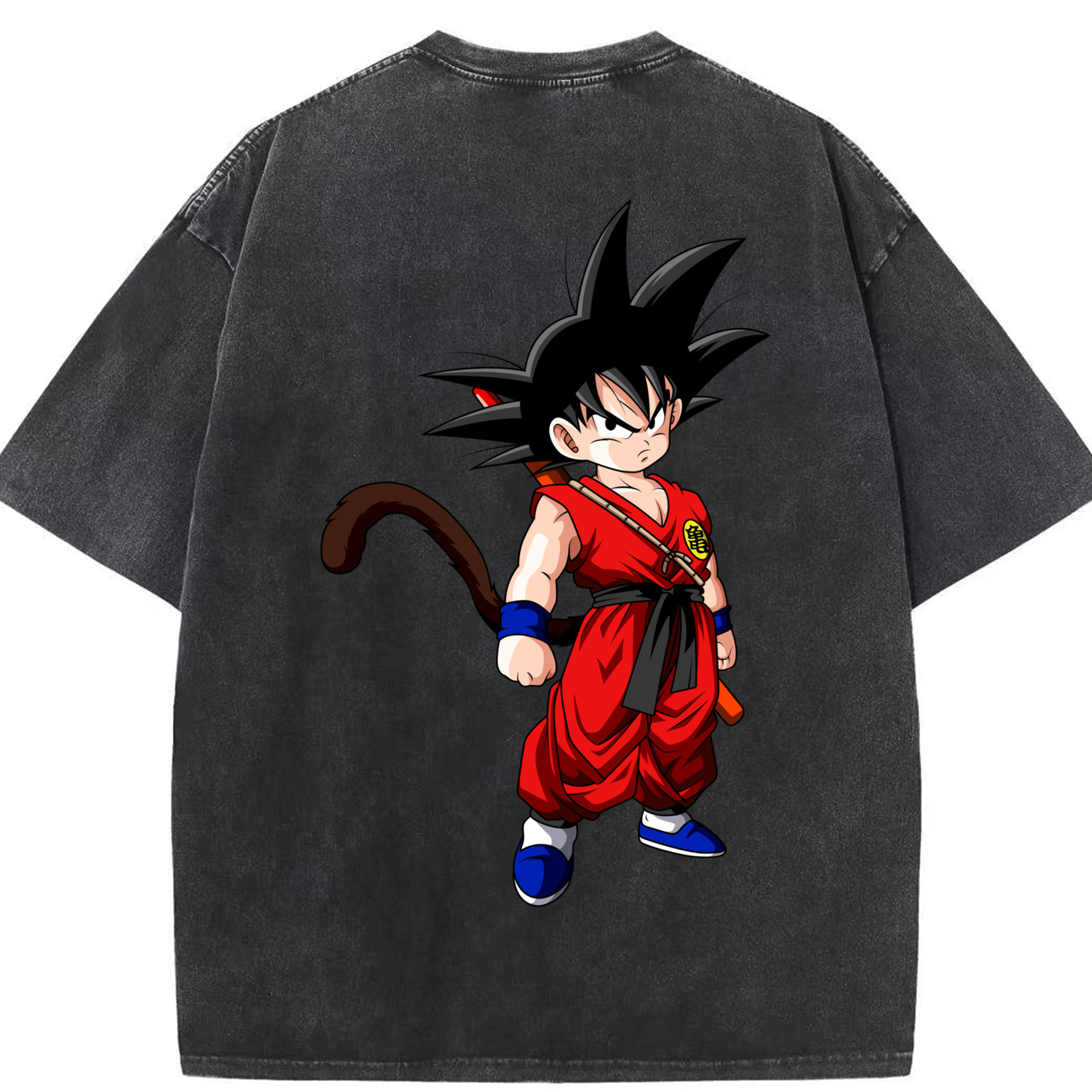 （画像用） ドラゴンボール 孫悟空（そん ごくう）Son Goku カカロット DRAGON BALL Kakarotto 綿100% ヴィンテージ風 半袖Tシャツ（背面プリント）