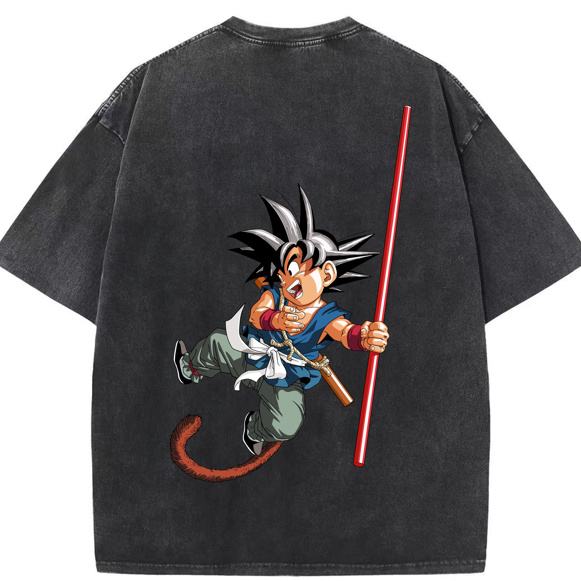 （画像用） ドラゴンボール 孫悟空（そん ごくう）Son Goku カカロット DRAGON BALL Kakarotto 綿100% ヴィンテージ風 半袖Tシャツ（背面プリント）