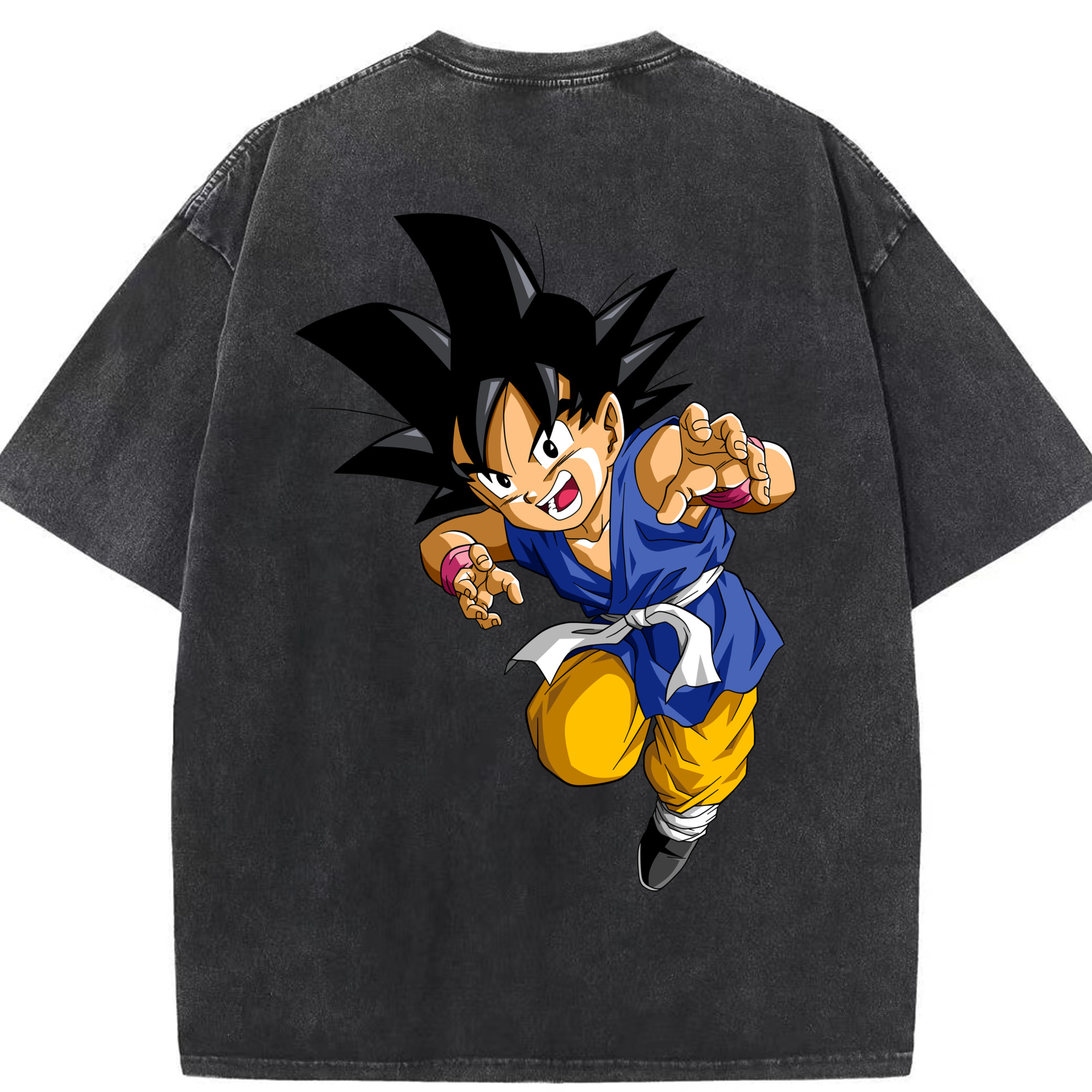 （画像用） ドラゴンボール 孫悟空（そん ごくう）Son Goku カカロット DRAGON BALL Kakarotto 綿100% ヴィンテージ風 半袖Tシャツ（背面プリント）