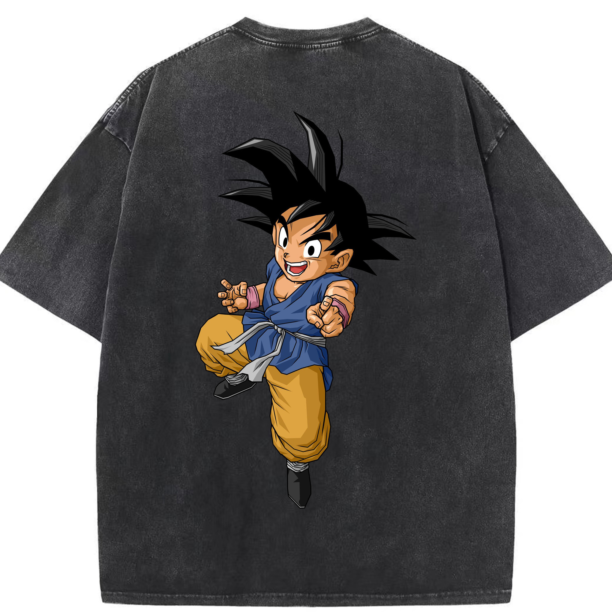 （画像用） ドラゴンボール 孫悟空（そん ごくう）Son Goku カカロット DRAGON BALL Kakarotto 綿100% ヴィンテージ風 半袖Tシャツ（背面プリント）