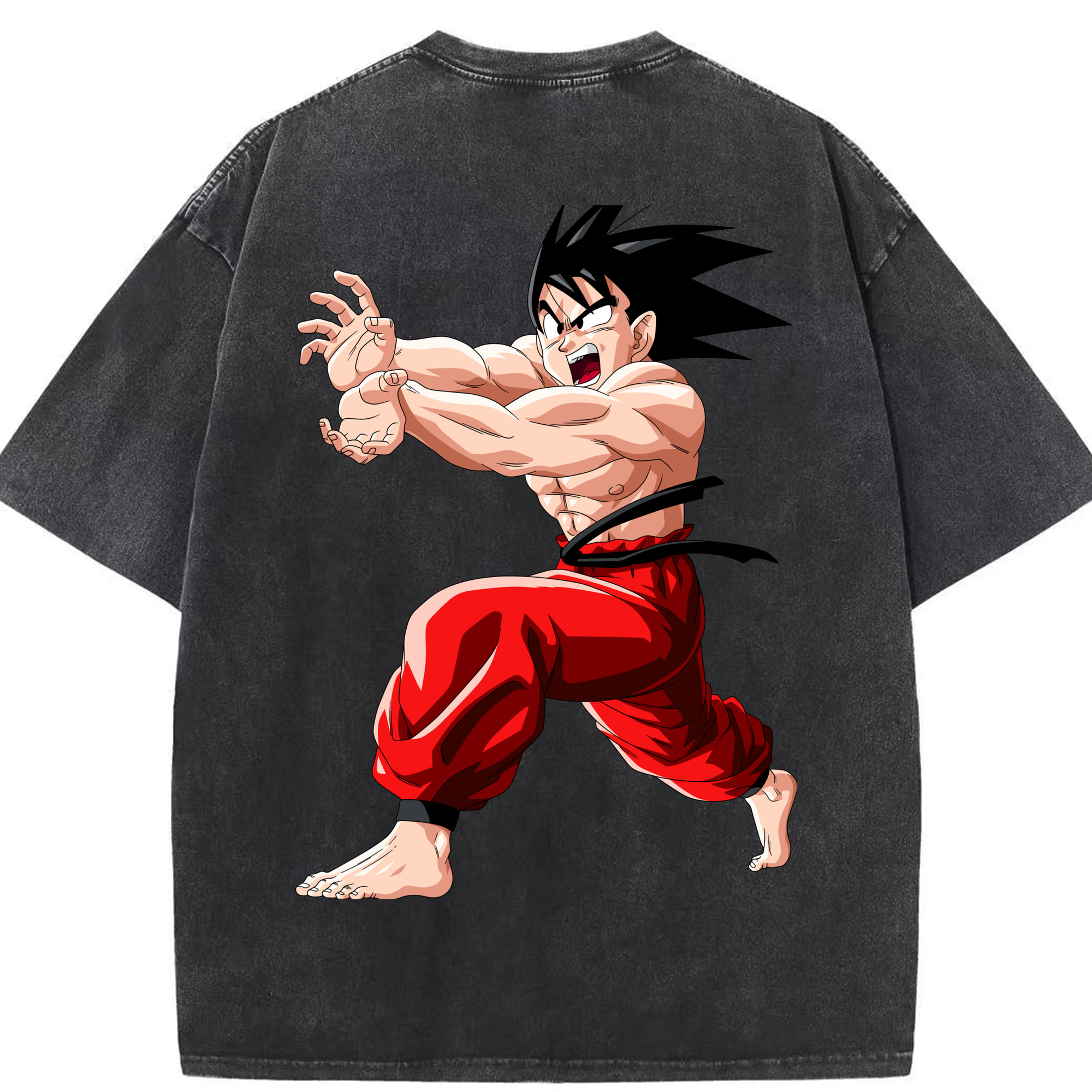 （画像用） ドラゴンボール 孫悟空（そん ごくう）Son Goku カカロット DRAGON BALL Kakarotto 綿100% ヴィンテージ風 半袖Tシャツ（背面プリント）