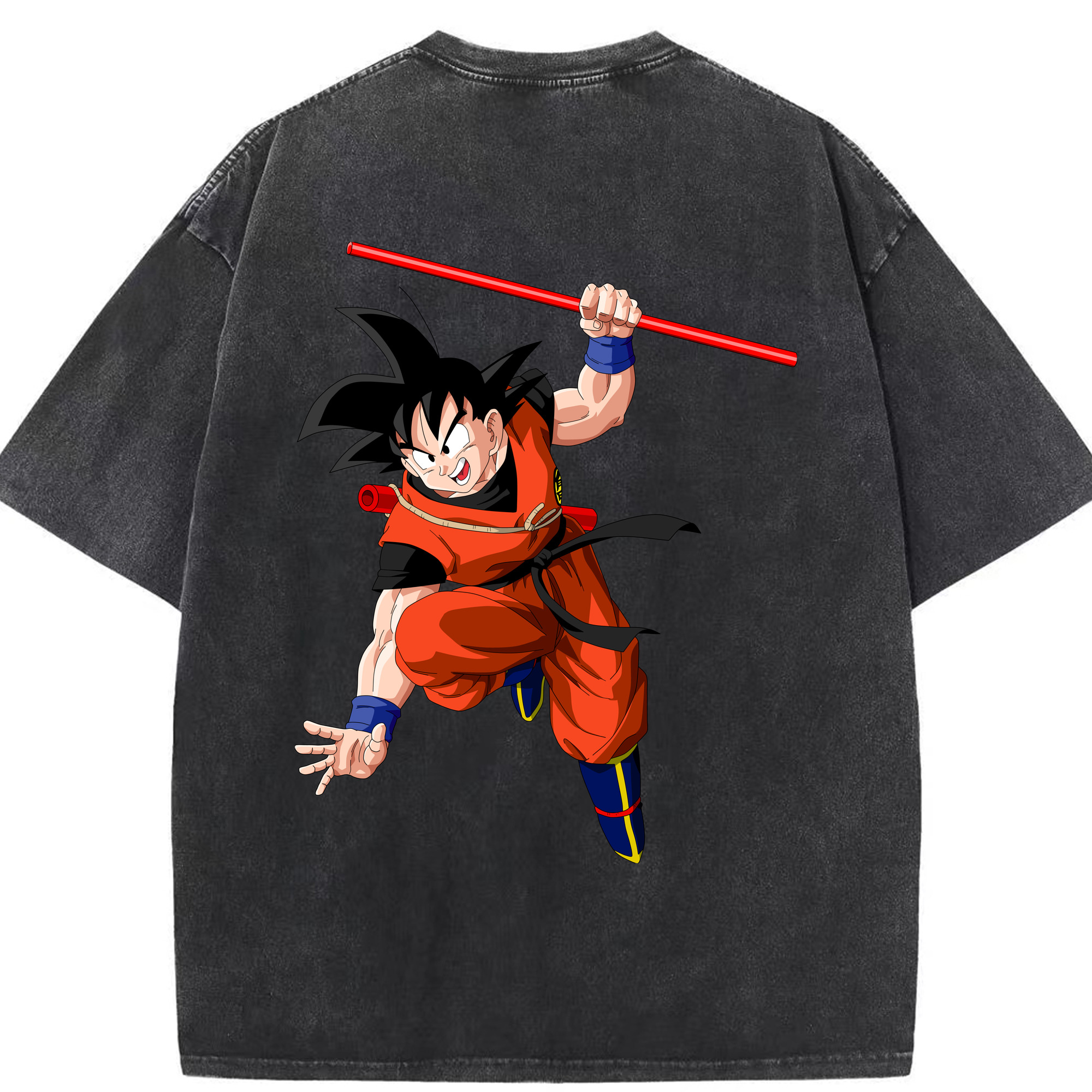 （画像用） ドラゴンボール 孫悟空（そん ごくう）Son Goku カカロット DRAGON BALL Kakarotto 綿100% ヴィンテージ風 半袖Tシャツ（背面プリント）