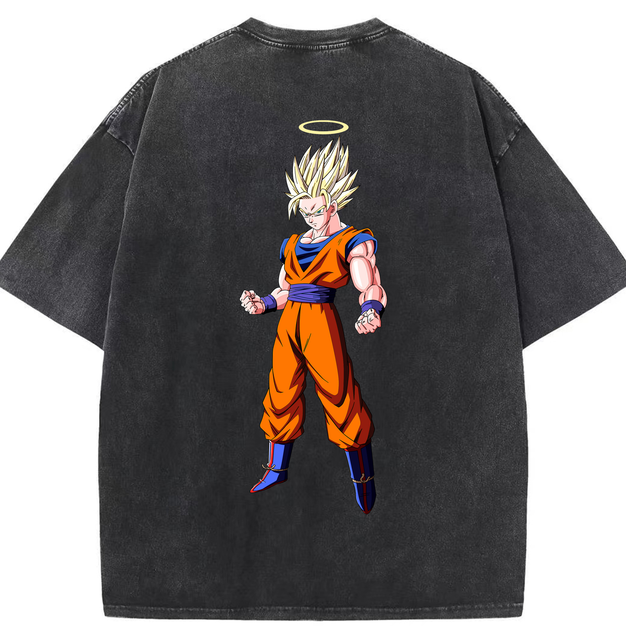 （画像用） ドラゴンボール 孫悟空（そん ごくう）Son Goku カカロット DRAGON BALL Kakarotto 綿100% ヴィンテージ風 半袖Tシャツ（背面プリント）