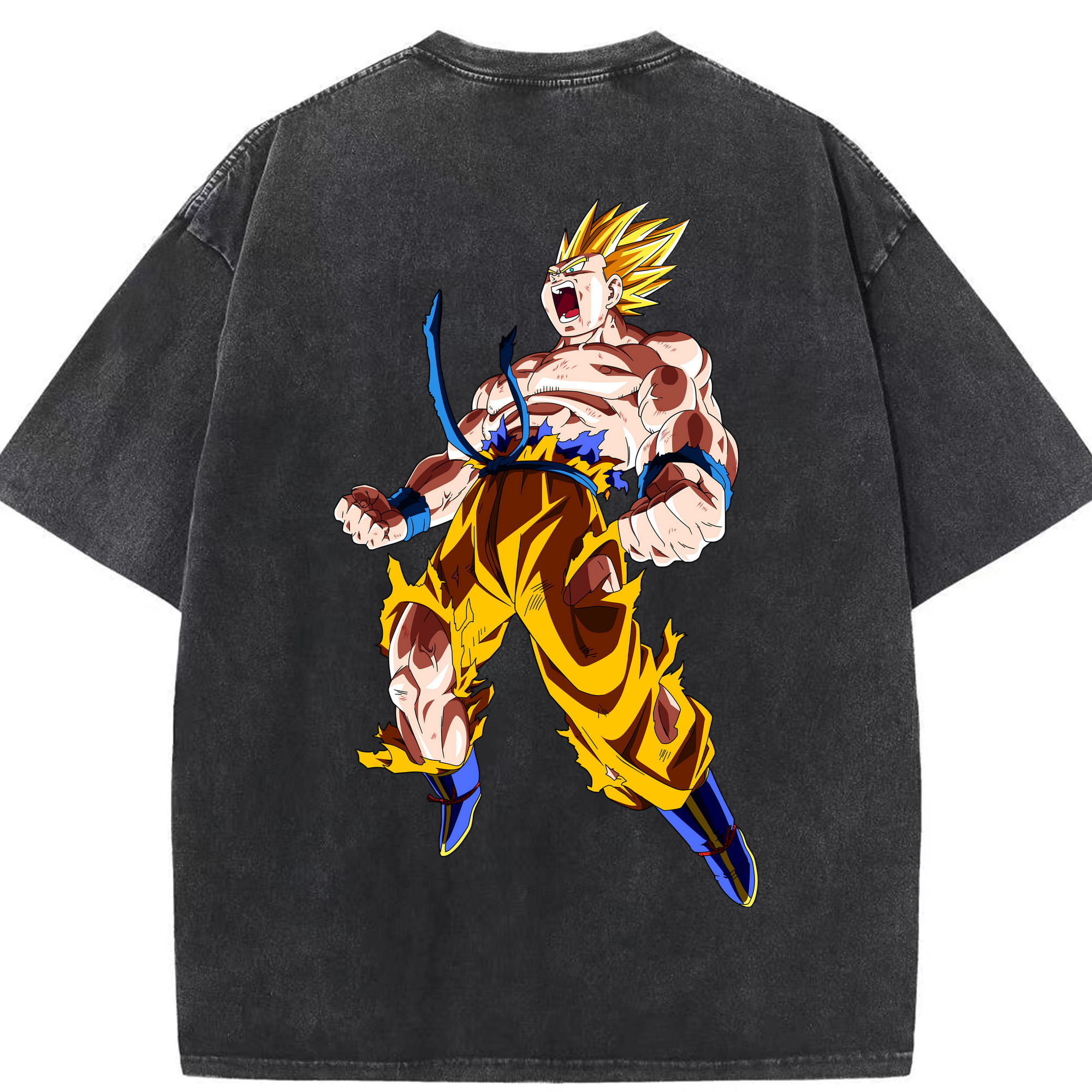 （画像用） ドラゴンボール 孫悟空（そん ごくう）Son Goku カカロット DRAGON BALL Kakarotto 綿100% ヴィンテージ風 半袖Tシャツ（背面プリント）
