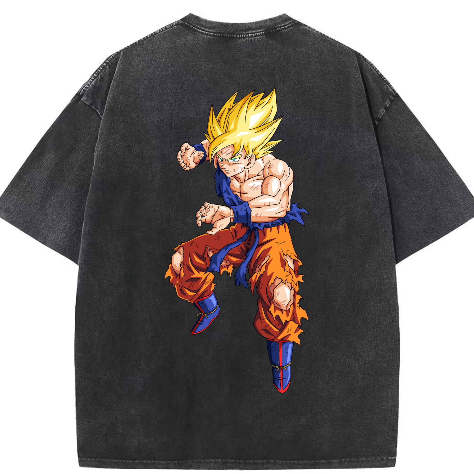 （画像用） ドラゴンボール 孫悟空（そん ごくう）Son Goku カカロット DRAGON BALL Kakarotto 綿100% ヴィンテージ風 半袖Tシャツ（背面プリント）