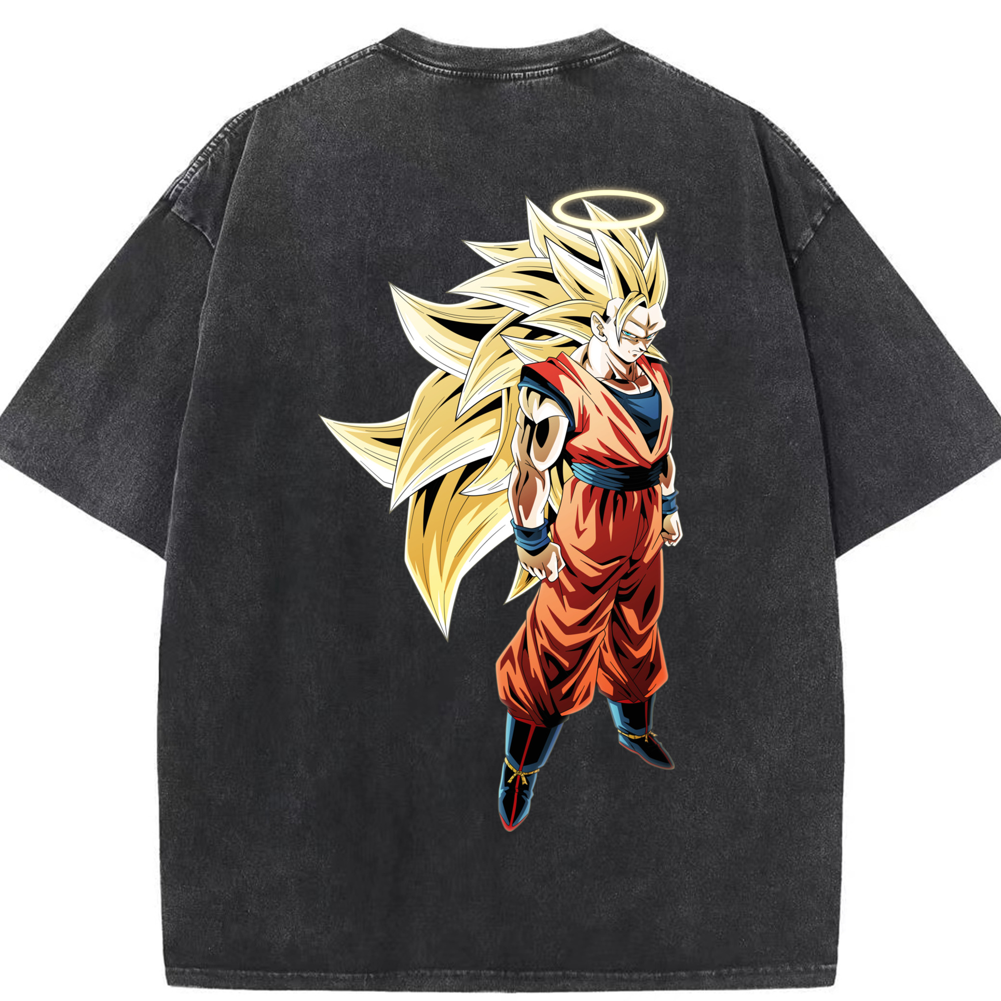 （画像用） ドラゴンボール 孫悟空（そん ごくう）Son Goku カカロット DRAGON BALL Kakarotto 綿100% ヴィンテージ風 半袖Tシャツ（背面プリント）