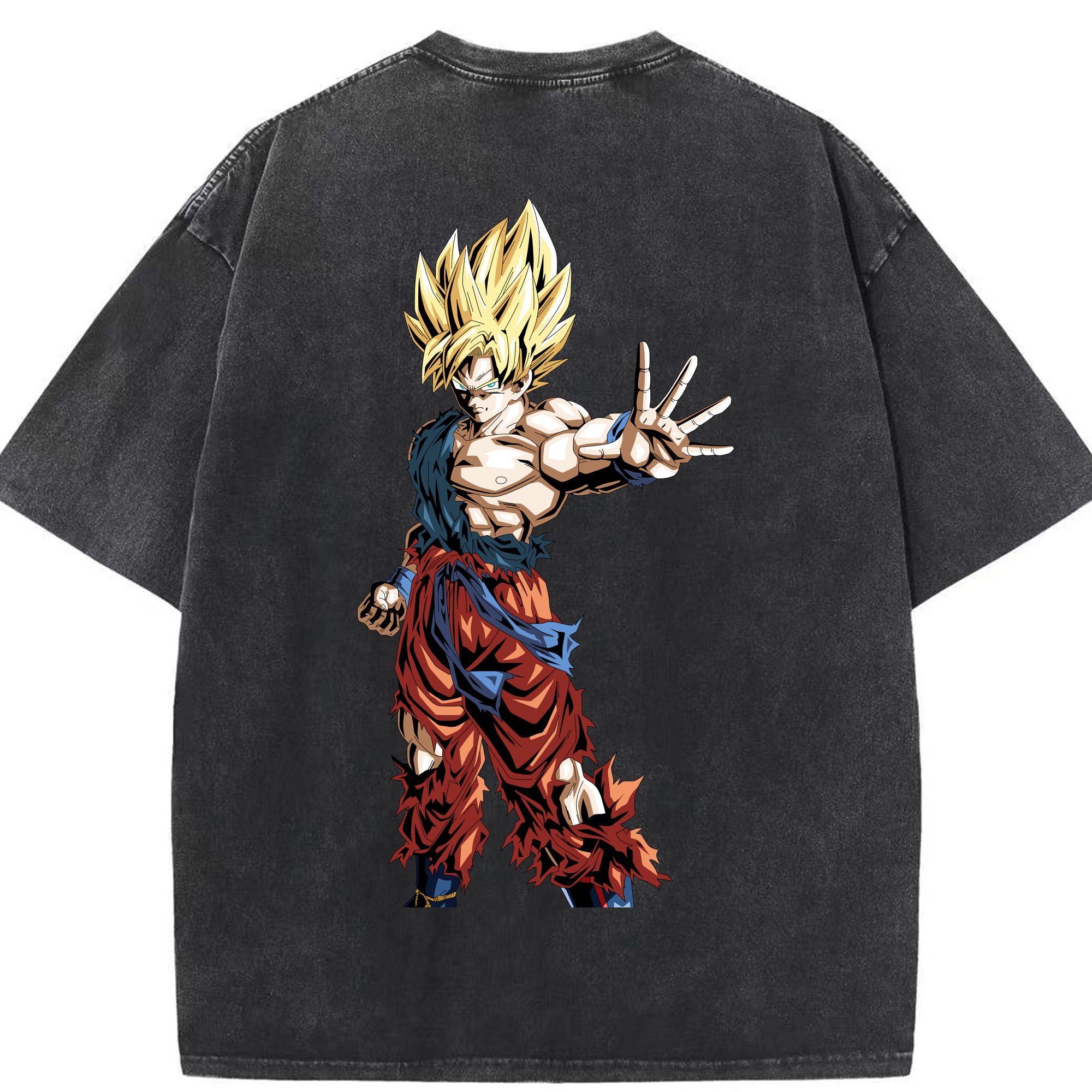 （画像用） ドラゴンボール 孫悟空（そん ごくう）Son Goku カカロット DRAGON BALL Kakarotto 綿100% ヴィンテージ風 半袖Tシャツ（背面プリント）