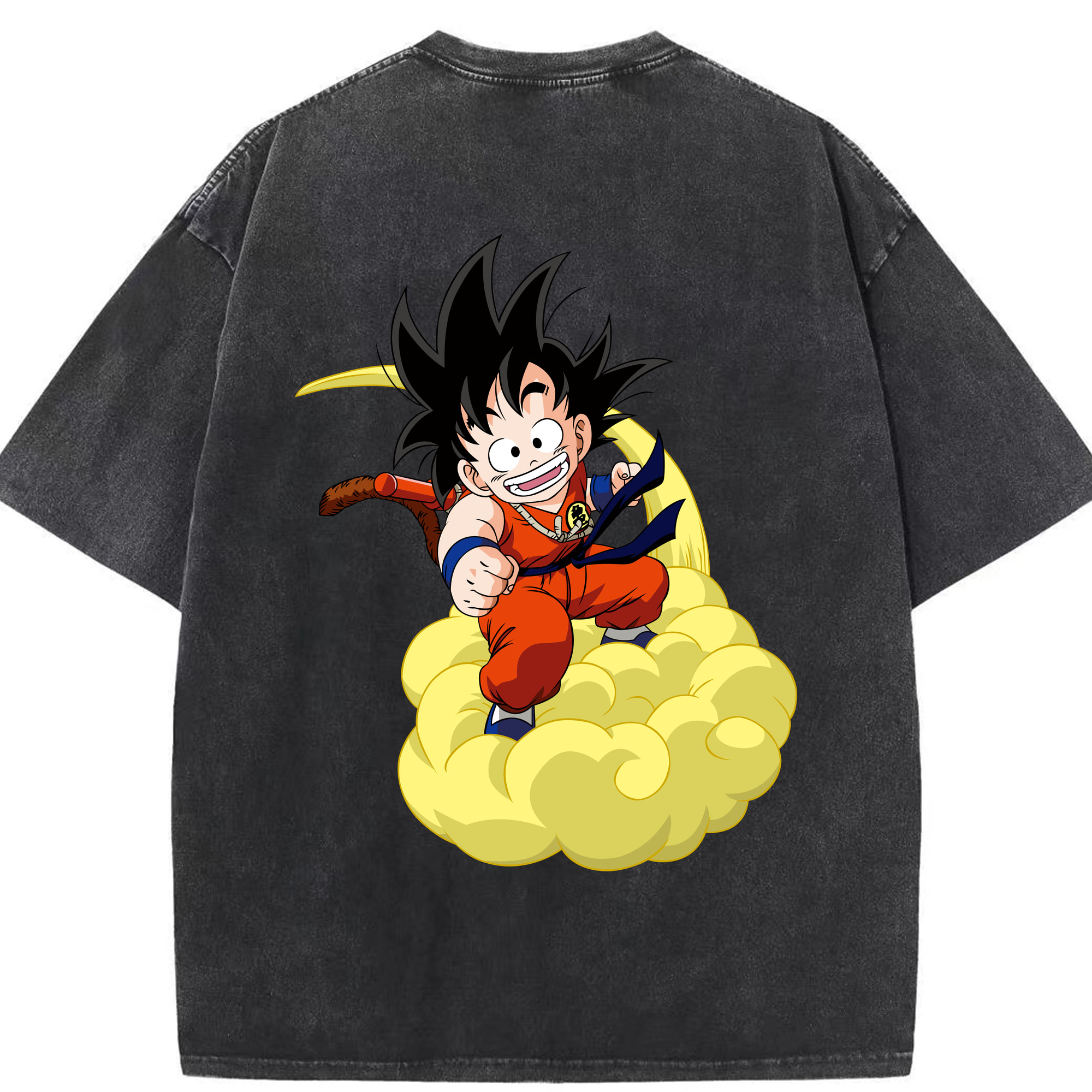 （画像用） ドラゴンボール 孫悟空（そん ごくう）Son Goku カカロット DRAGON BALL Kakarotto 綿100% ヴィンテージ風 半袖Tシャツ（背面プリント）