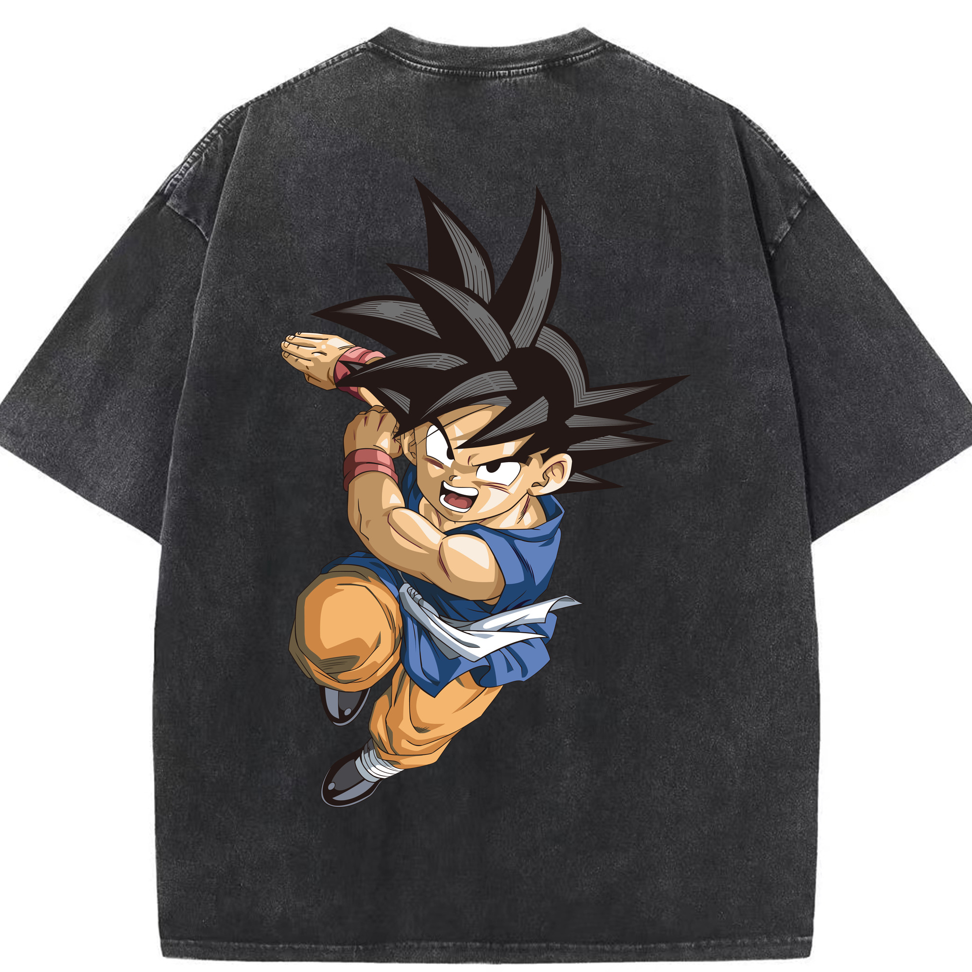 （画像用） ドラゴンボール 孫悟空（そん ごくう）Son Goku カカロット DRAGON BALL Kakarotto 綿100% ヴィンテージ風 半袖Tシャツ（背面プリント）