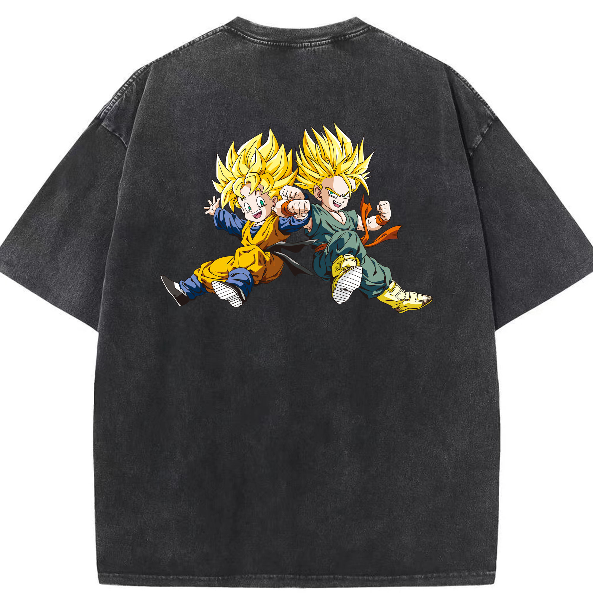 （画像用） ドラゴンボール 孫悟空（そん ごくう）Son Goku カカロット DRAGON BALL Kakarotto 綿100% ヴィンテージ風 半袖Tシャツ（背面プリント）