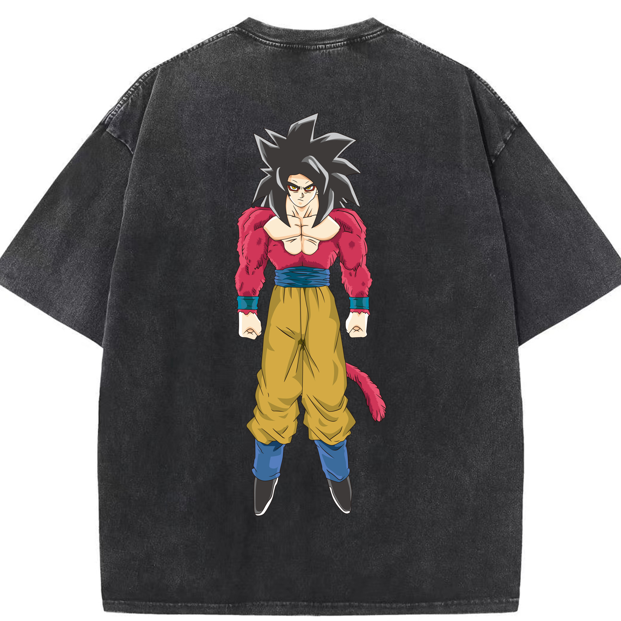（画像用） ドラゴンボール 孫悟空（そん ごくう）Son Goku カカロット DRAGON BALL Kakarotto 綿100% ヴィンテージ風 半袖Tシャツ（背面プリント）