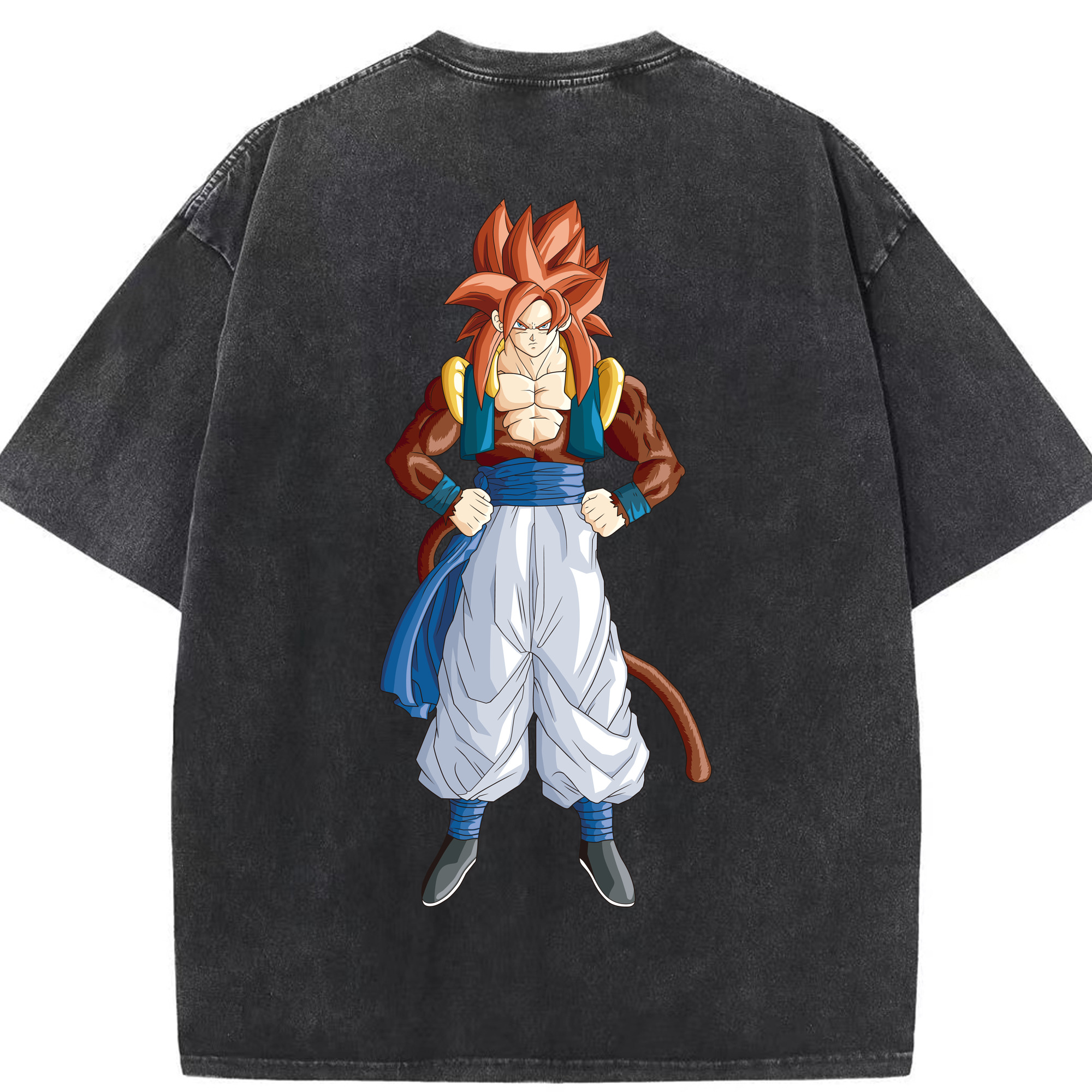 （画像用） ドラゴンボール 孫悟空（そん ごくう）Son Goku カカロット DRAGON BALL Kakarotto 綿100% ヴィンテージ風 半袖Tシャツ（背面プリント）