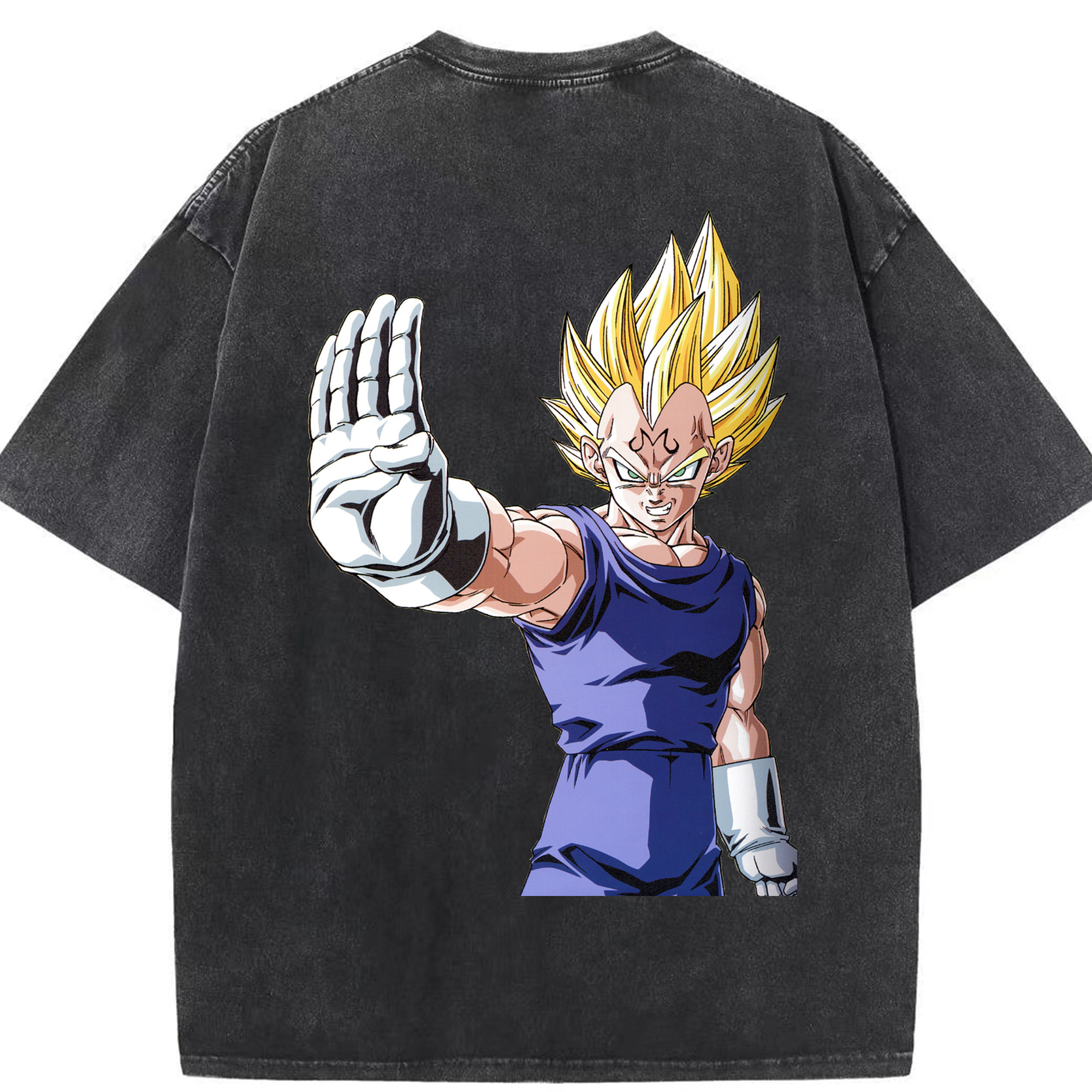 （画像用） ドラゴンボール ベジータ四世（Bejīta Yonsei）DRAGON BALL Vegeta IV 綿100% ヴィンテージ風 半袖Tシャツ（背面プリント）
