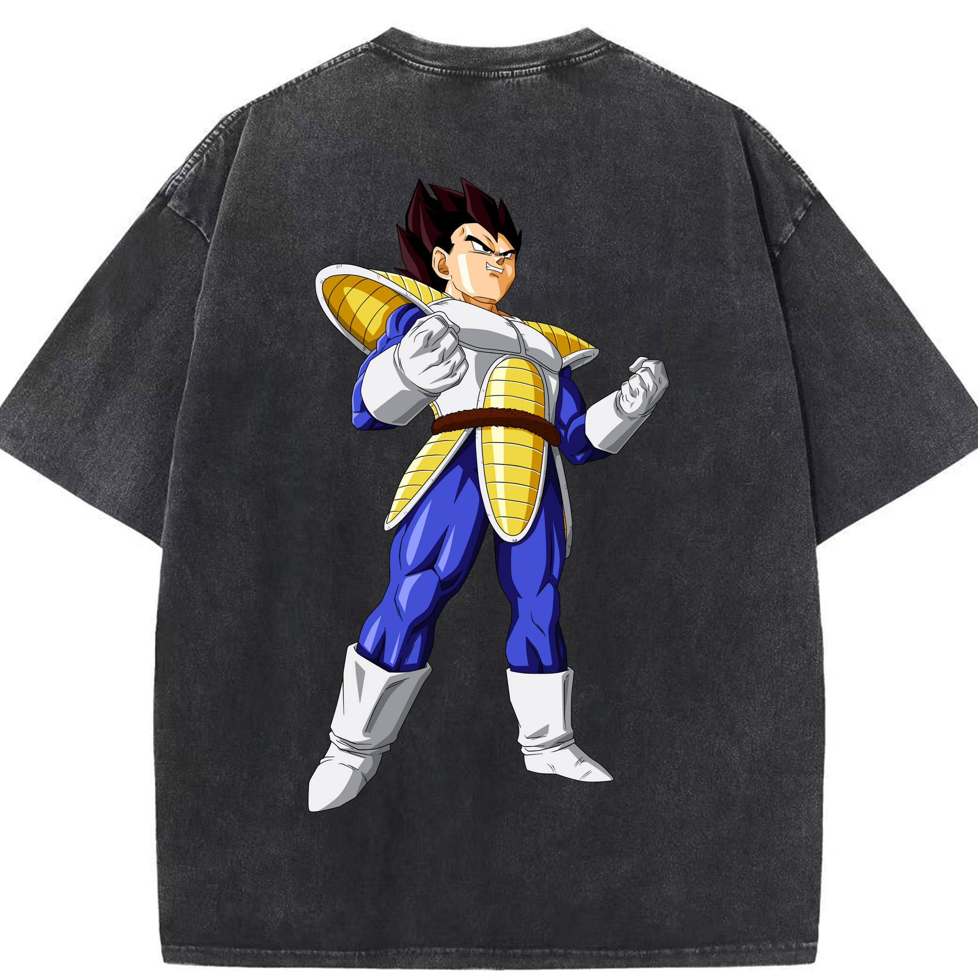 （画像用） ドラゴンボール ベジータ四世（Bejīta Yonsei）DRAGON BALL Vegeta IV 綿100% ヴィンテージ風 半袖Tシャツ（背面プリント）