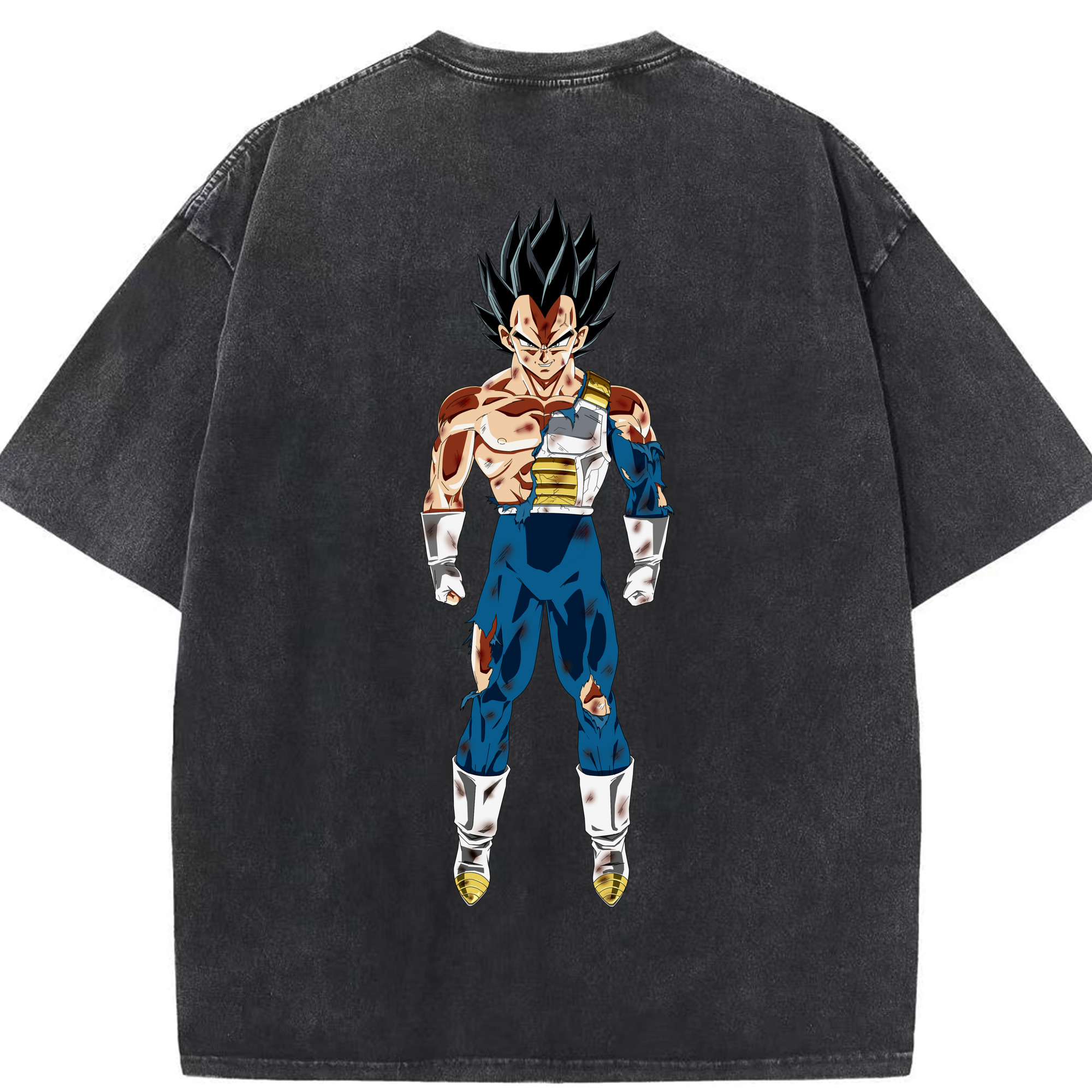 （画像用） ドラゴンボール ベジータ四世（Bejīta Yonsei）DRAGON BALL Vegeta IV 綿100% ヴィンテージ風 半袖Tシャツ（背面プリント）