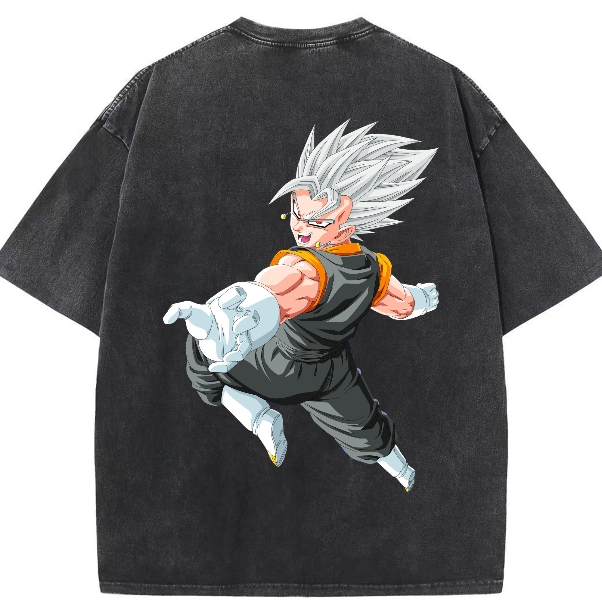 （画像用） ドラゴンボール ベジータ四世（Bejīta Yonsei）DRAGON BALL Vegeta IV 綿100% ヴィンテージ風 半袖Tシャツ（背面プリント）