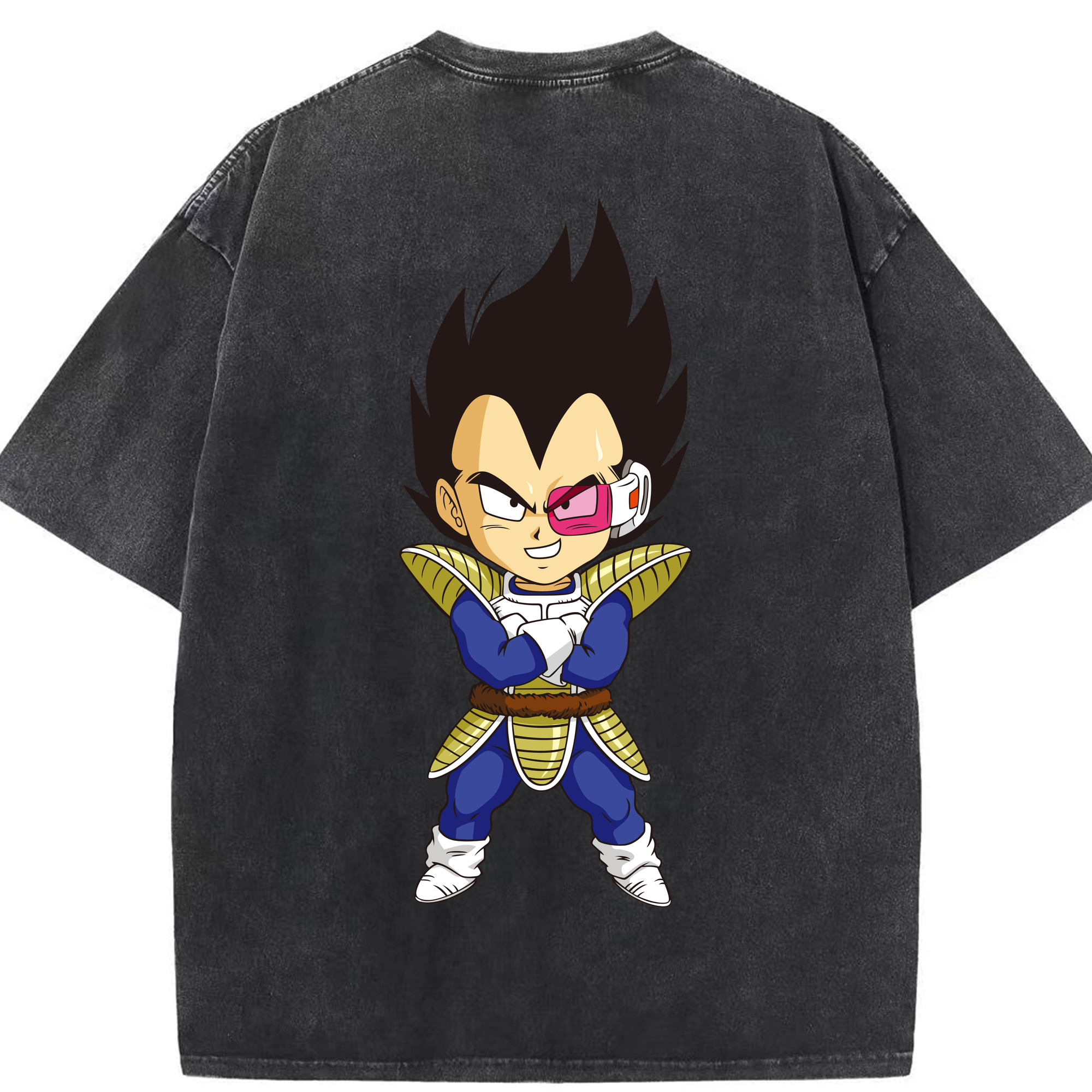 （画像用） ドラゴンボール ベジータ四世（Bejīta Yonsei）DRAGON BALL Vegeta IV 綿100% ヴィンテージ風 半袖Tシャツ（背面プリント）