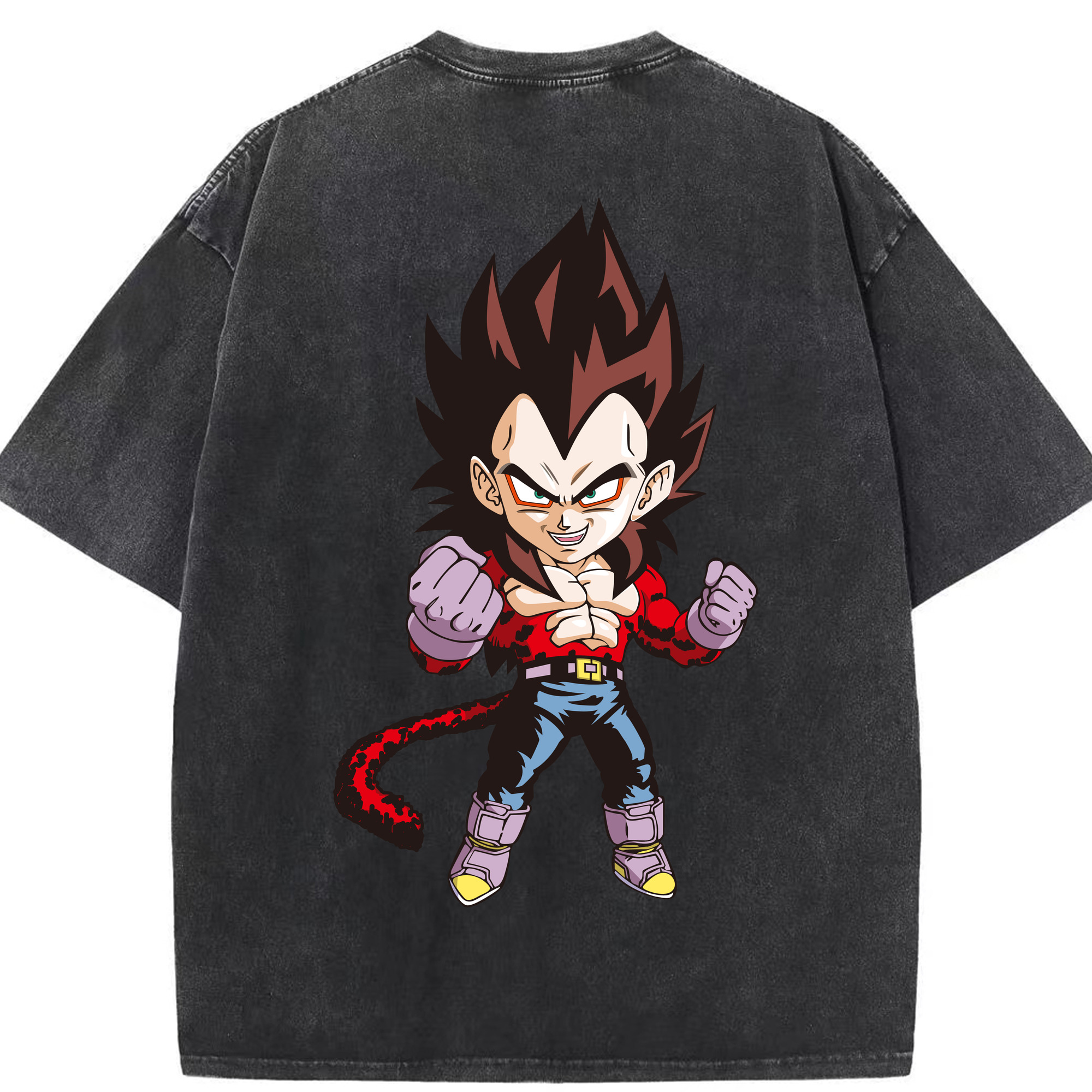 （画像用） ドラゴンボール ベジータ四世（Bejīta Yonsei）DRAGON BALL Vegeta IV 綿100% ヴィンテージ風 半袖Tシャツ（背面プリント）