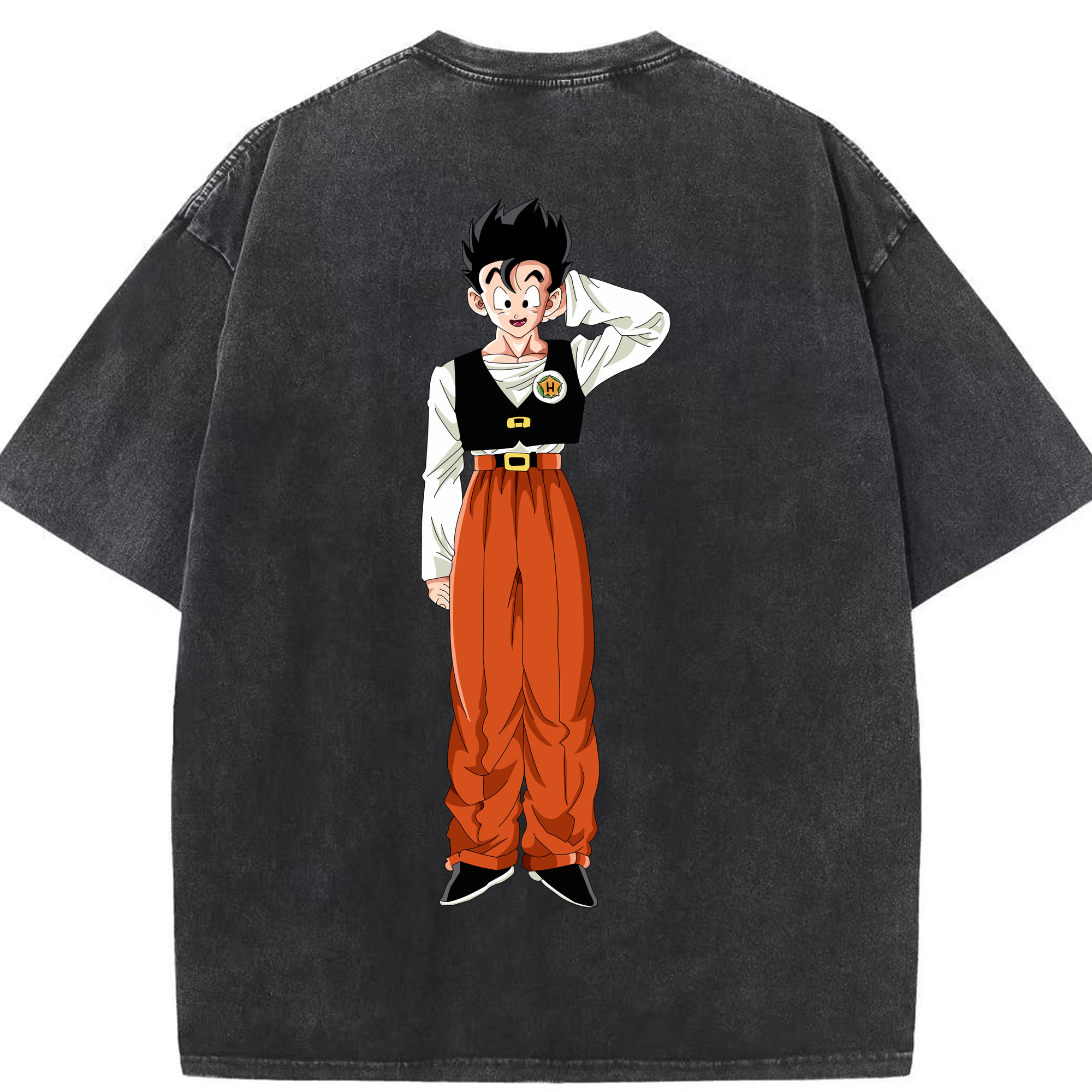 （画像用） ドラゴンボール 孫 悟飯（そんごはん）DRAGON BALL Son Gohan 綿100% ヴィンテージ風 半袖Tシャツ（背面プリント）