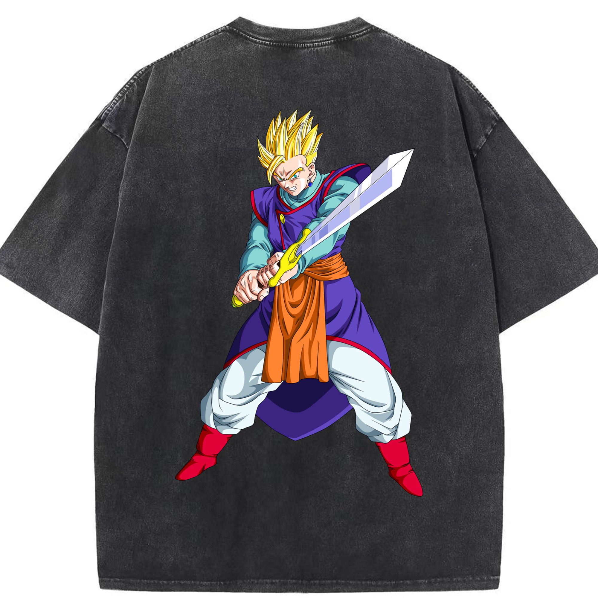 （画像用） ドラゴンボール 孫 悟飯（そんごはん）DRAGON BALL Son Gohan 綿100% ヴィンテージ風 半袖Tシャツ（背面プリント）