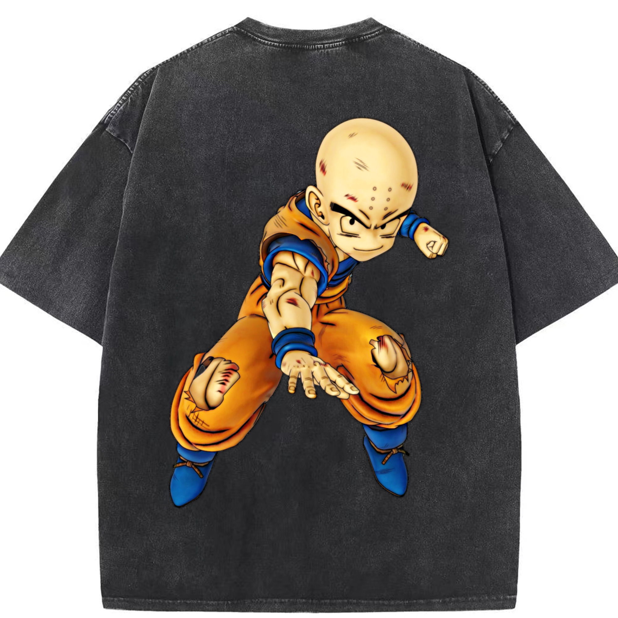 （画像用） ドラゴンボール クリリン DRAGON BALL krillin 綿100% ヴィンテージ風 半袖Tシャツ（背面プリント）