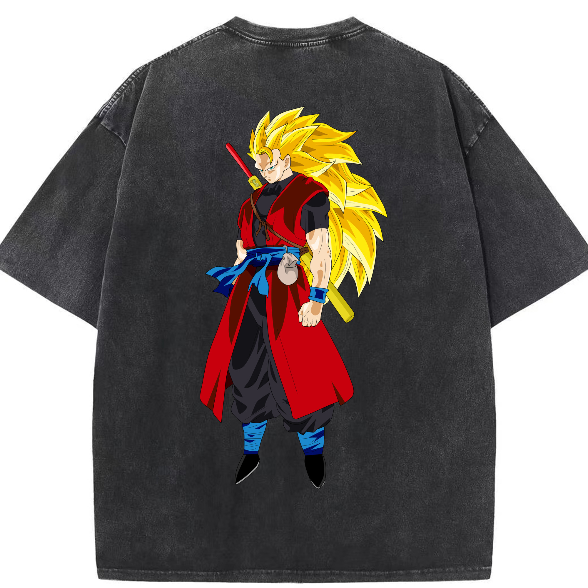 （画像用） ドラゴンボール トランクス（Torankusu）DRAGON BALL Trunks 綿100% ヴィンテージ風 半袖Tシャツ（背面プリント）