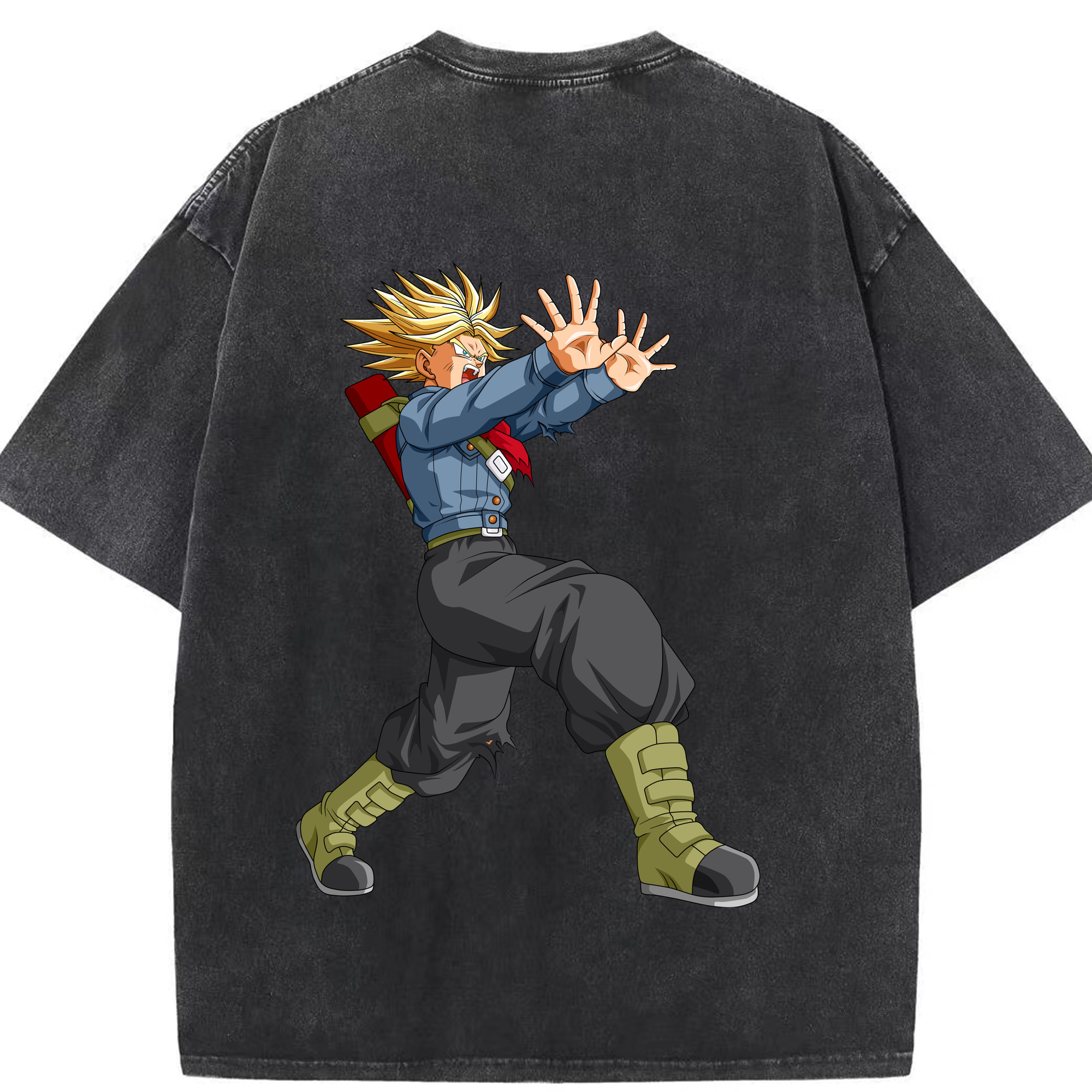 （画像用） ドラゴンボール トランクス（Torankusu）DRAGON BALL Trunks 綿100% ヴィンテージ風 半袖Tシャツ（背面プリント）