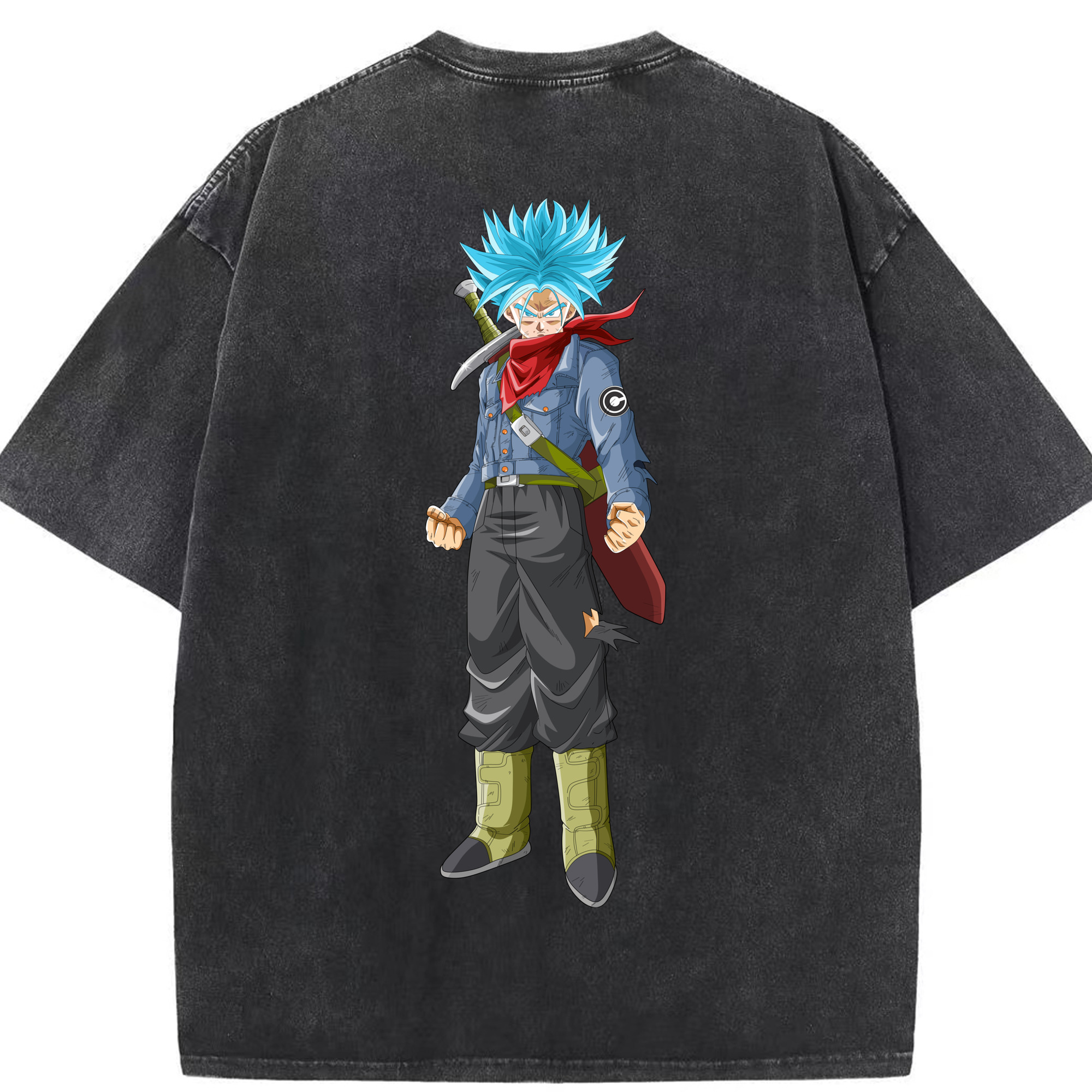 （画像用） ドラゴンボール トランクス（Torankusu）DRAGON BALL Trunks 綿100% ヴィンテージ風 半袖Tシャツ（背面プリント）